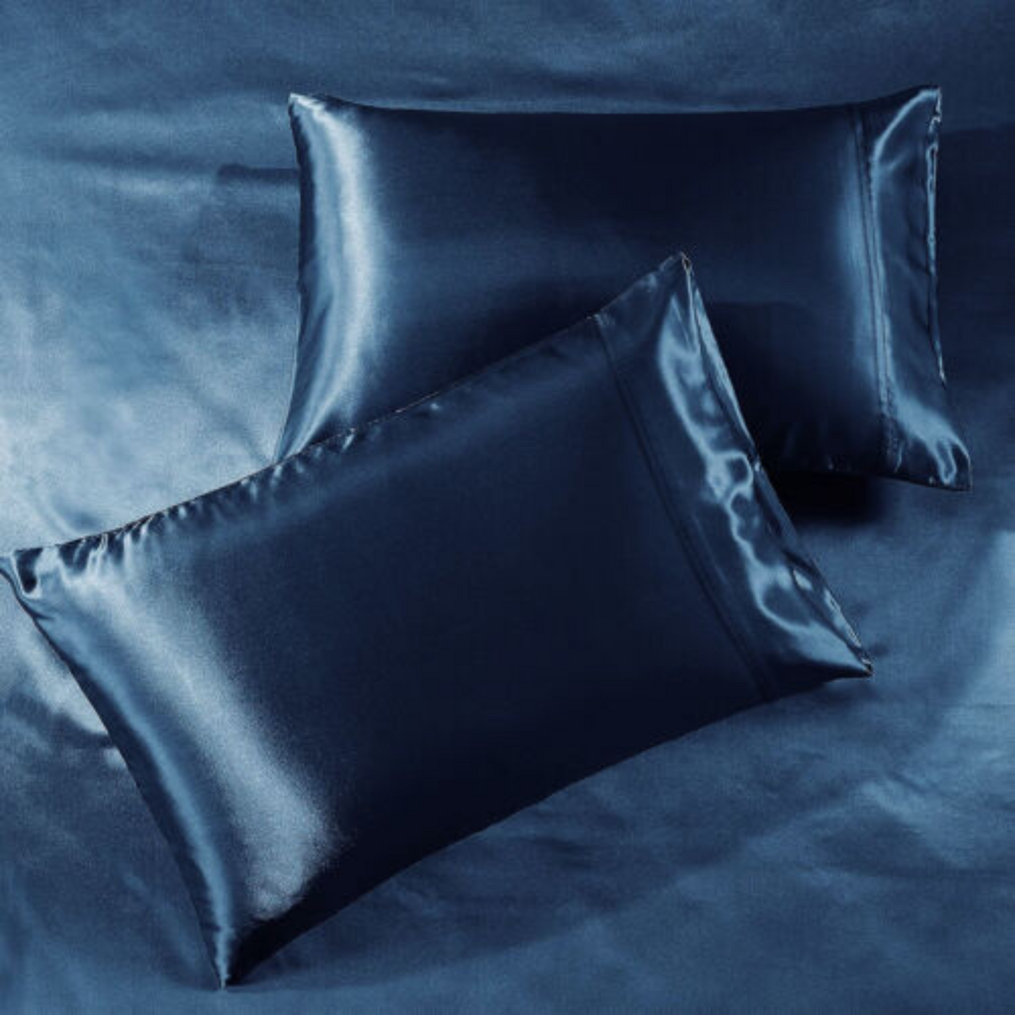 Navy Blue Casablanca Silky Satin Fitted Sheet Set