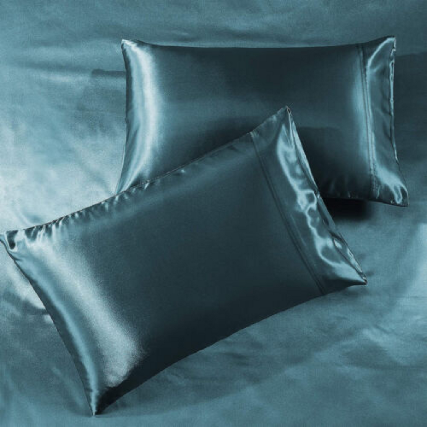 Teal Casablanca Silky Satin Fitted Sheet Set