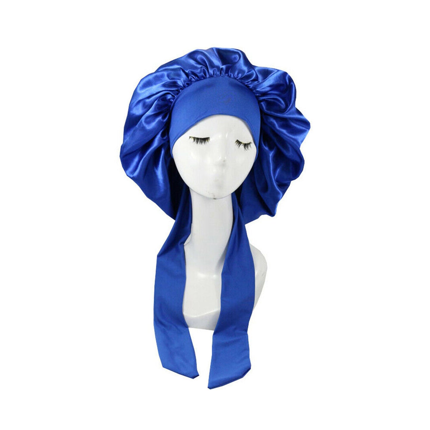 Silk Satin Sleeping Bonnet Hair Wrap Soft Headwear - Blue