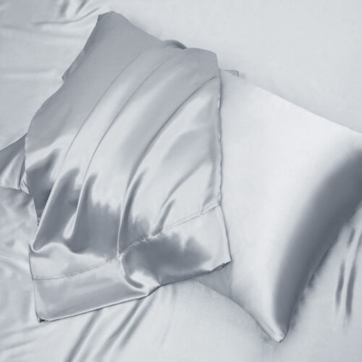 Silver Casablanca Silky Satin Fitted Sheet Set