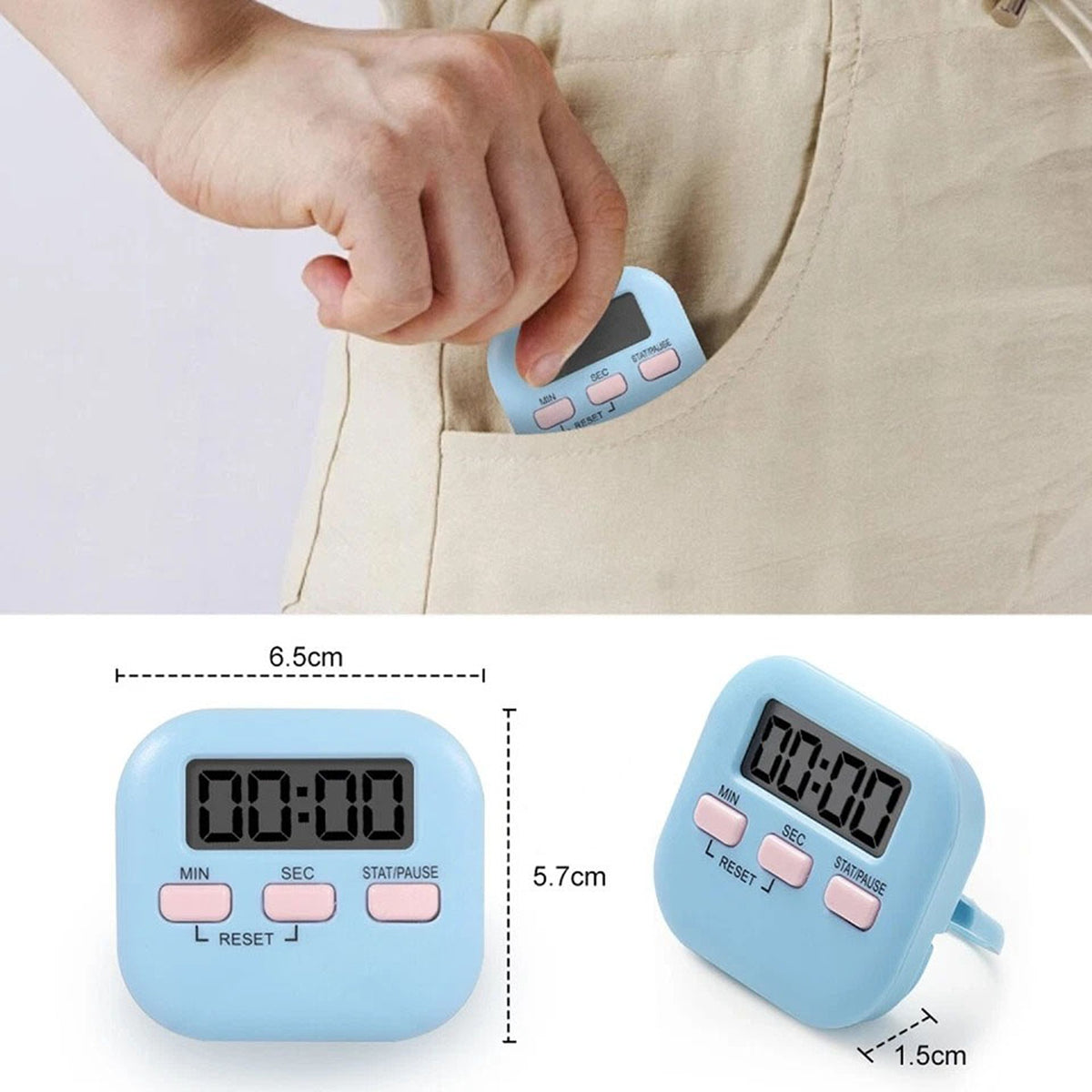 Pink Digital Kitchen Timer 99 Minute Countdown Alarm With Magnetic Back