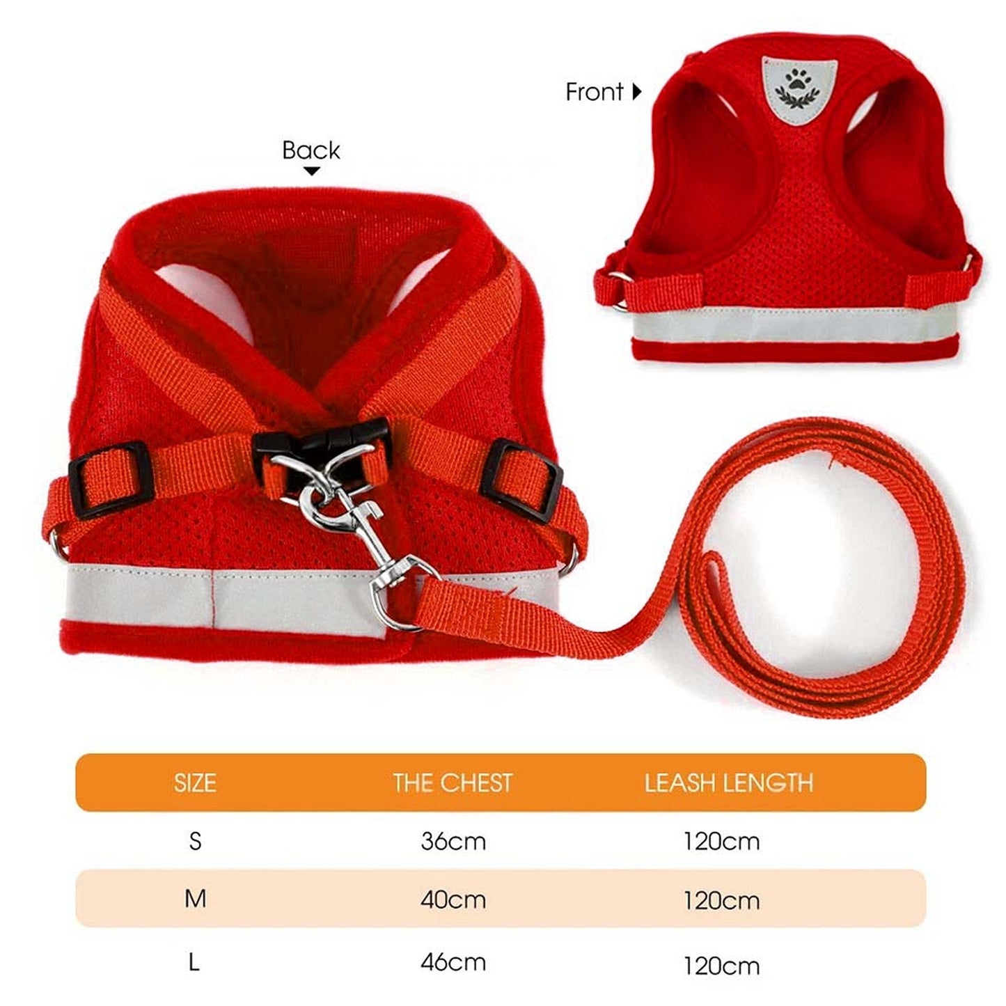 Red Kitten Dog Cat Harness Walking Vest Lead Leash Collar Pet Vest Mesh Adjustable