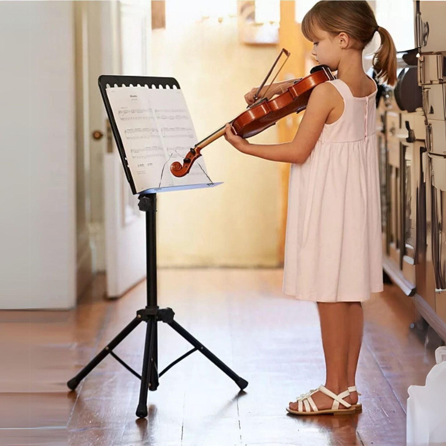 Adjustable Folding Music Sheet Stand Heavy Duty Professional Stage Black Large