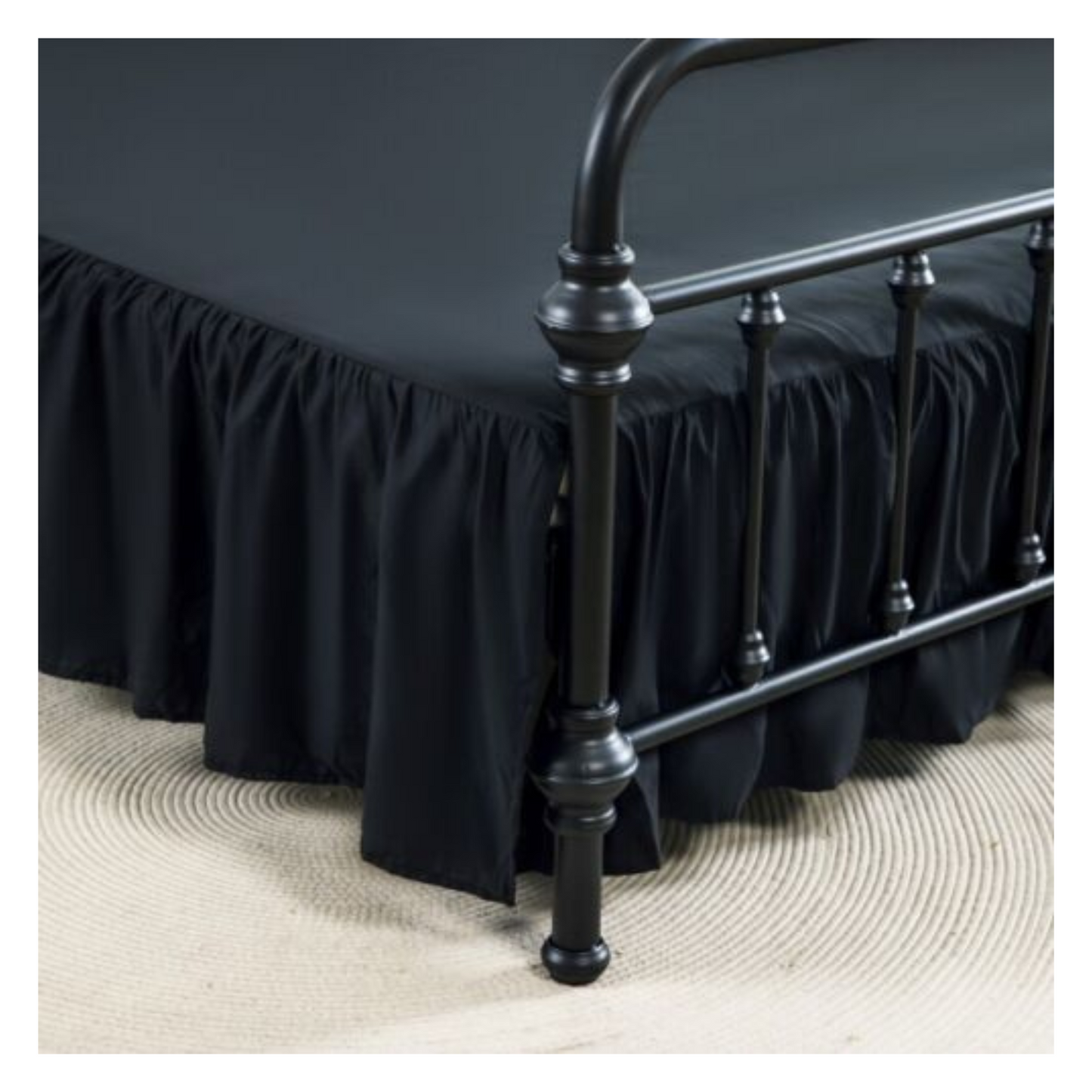 Black - Ruffled Platform Bed Skirt Valance