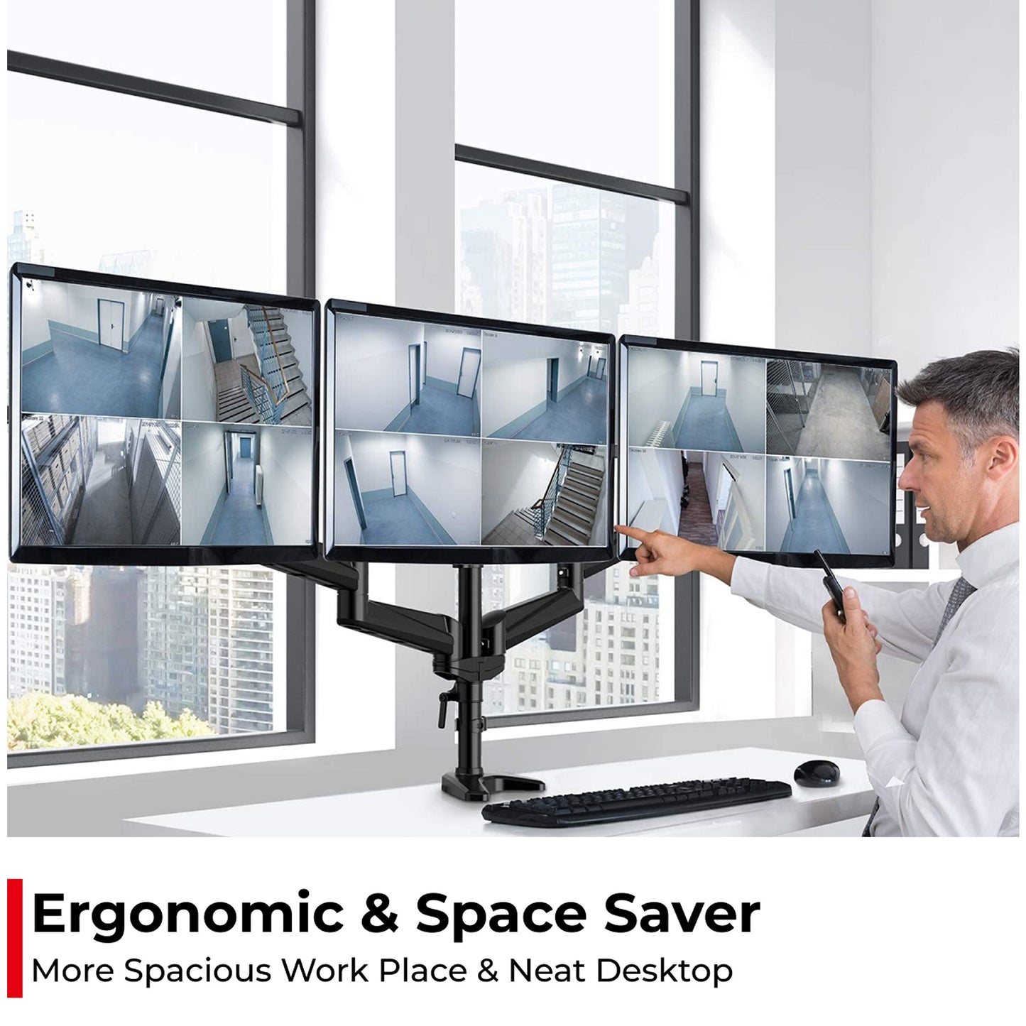 Triple Monitor Mount with Gas Spring Arms