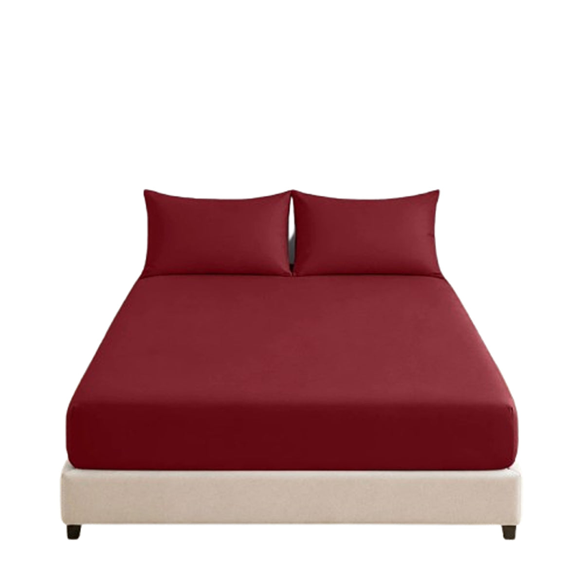 Burgundy Extra Deep Fitted Sheet with Pillowcase 40cm