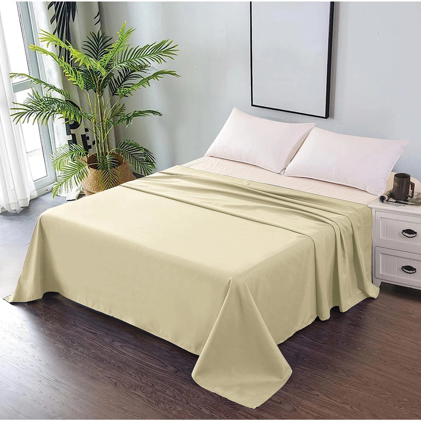 Hotel Ultra Soft Flat Sheet 2200TC Single Double Queen Super King - Cream