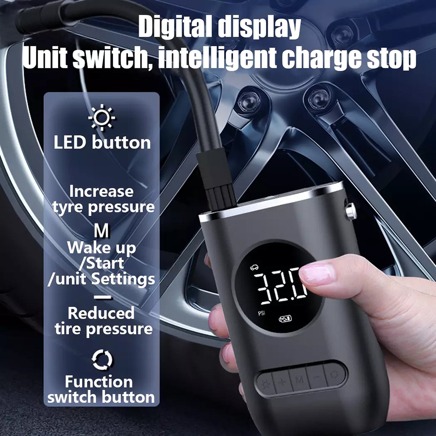 Rechargeable Car Tire Air Inflator Electric Pump Cordless