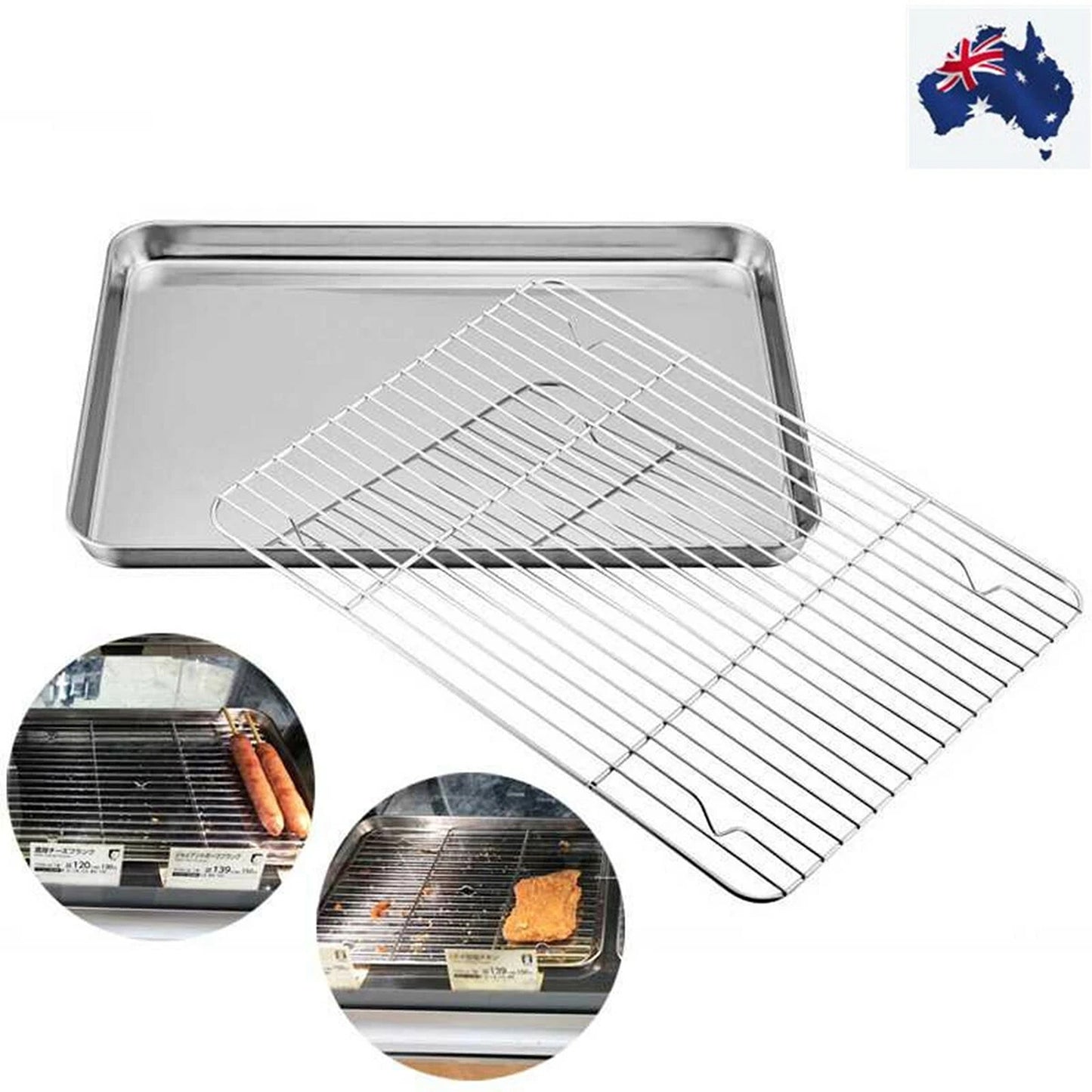 Stainless Steel Baking Tray with Cooling Rack Cookie Sheet Pan Set