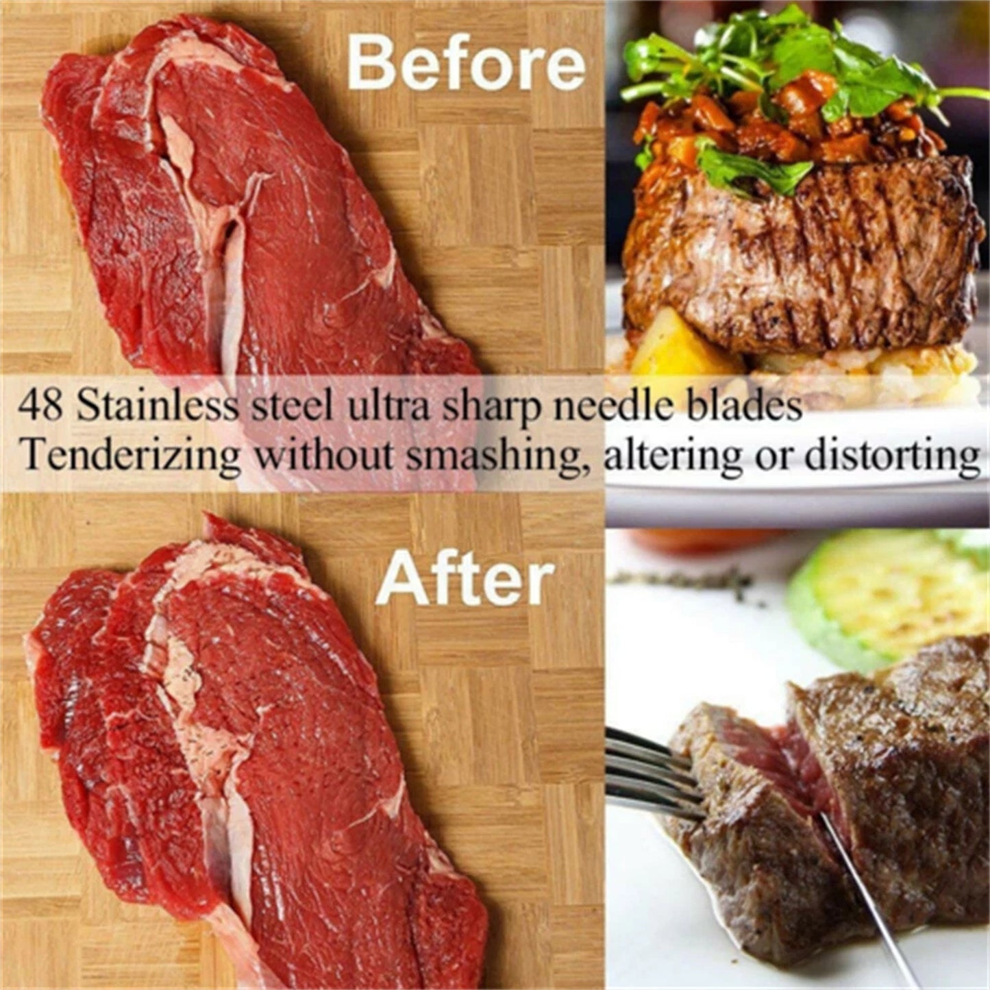 Manual Meat Tenderizer Stainless Steel Steak Beef Chicken