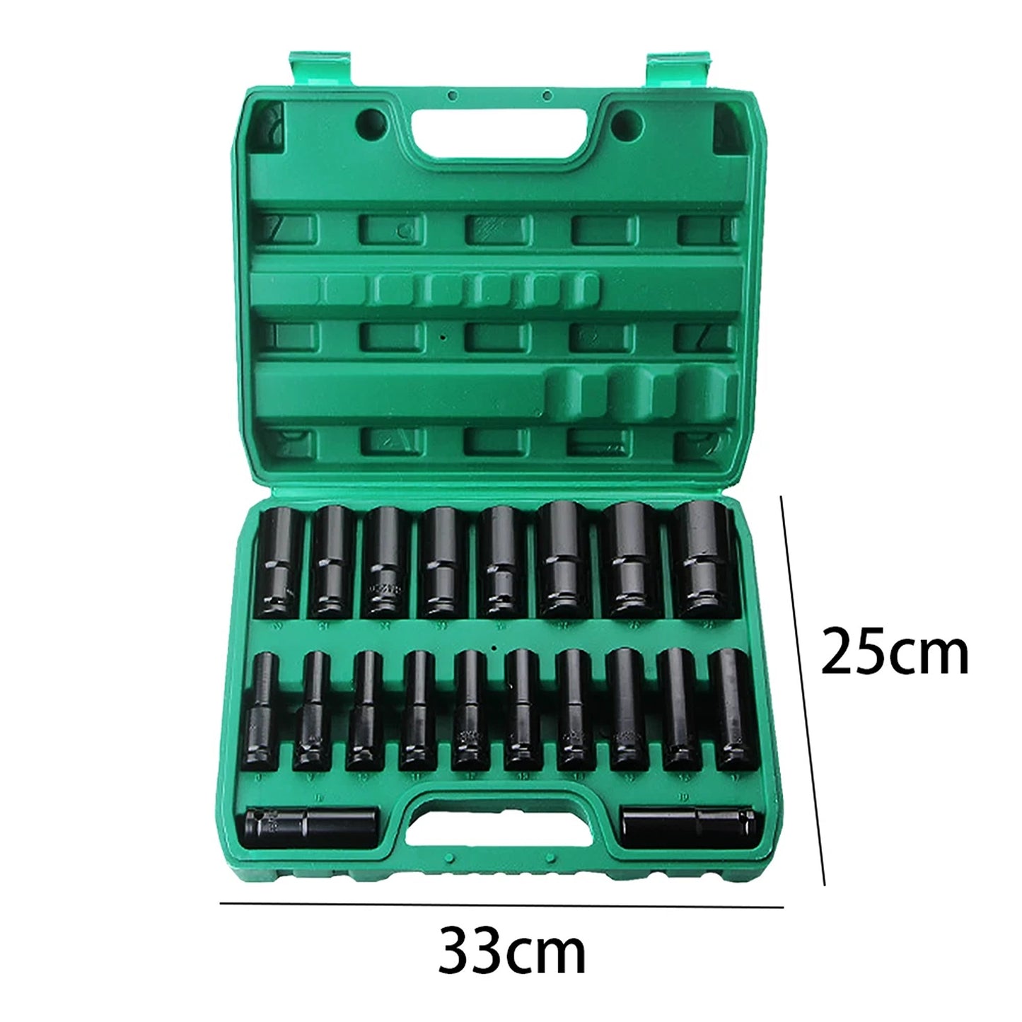 Half Inch Drive Deep Impact Socket Set CRV Steel Metric 20 Piece 8 to 32 mm