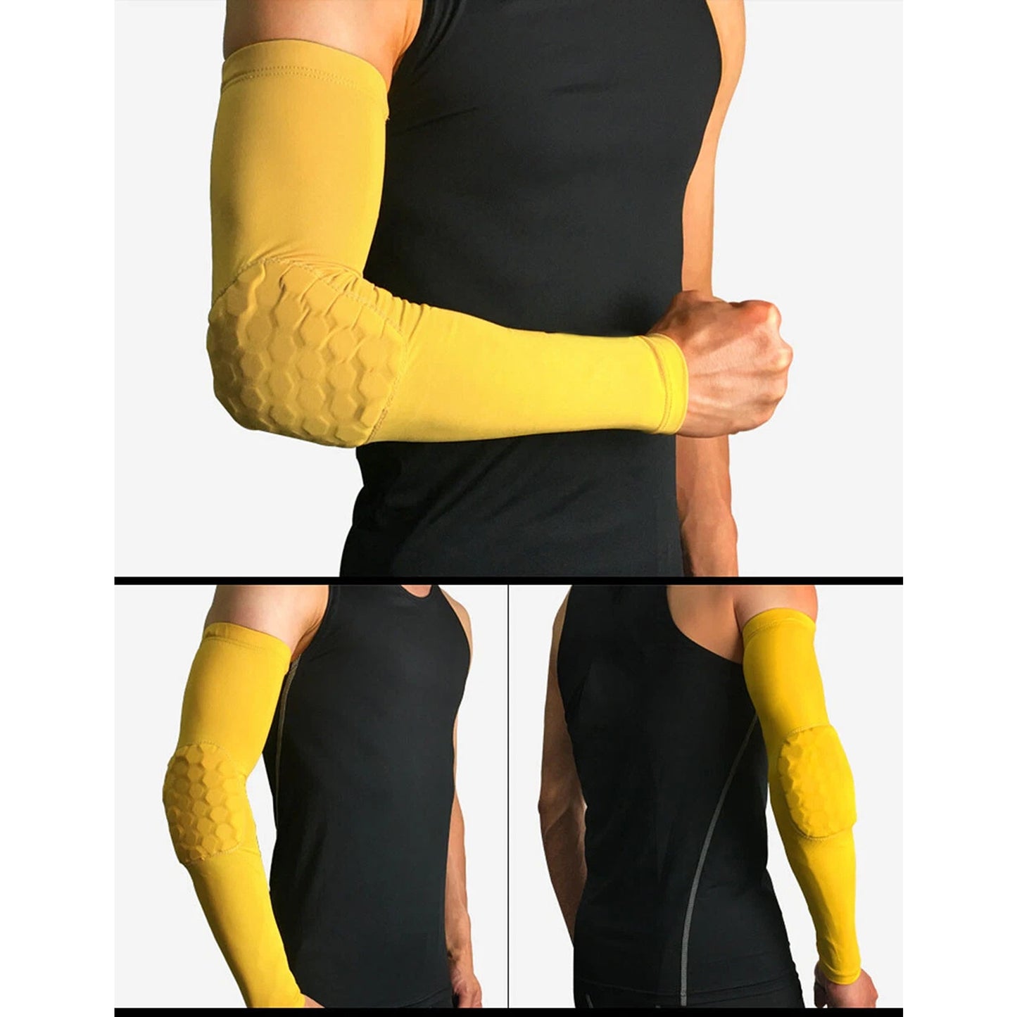 Yellow Sports Elbow Compression Sleeve Arm Guard Support