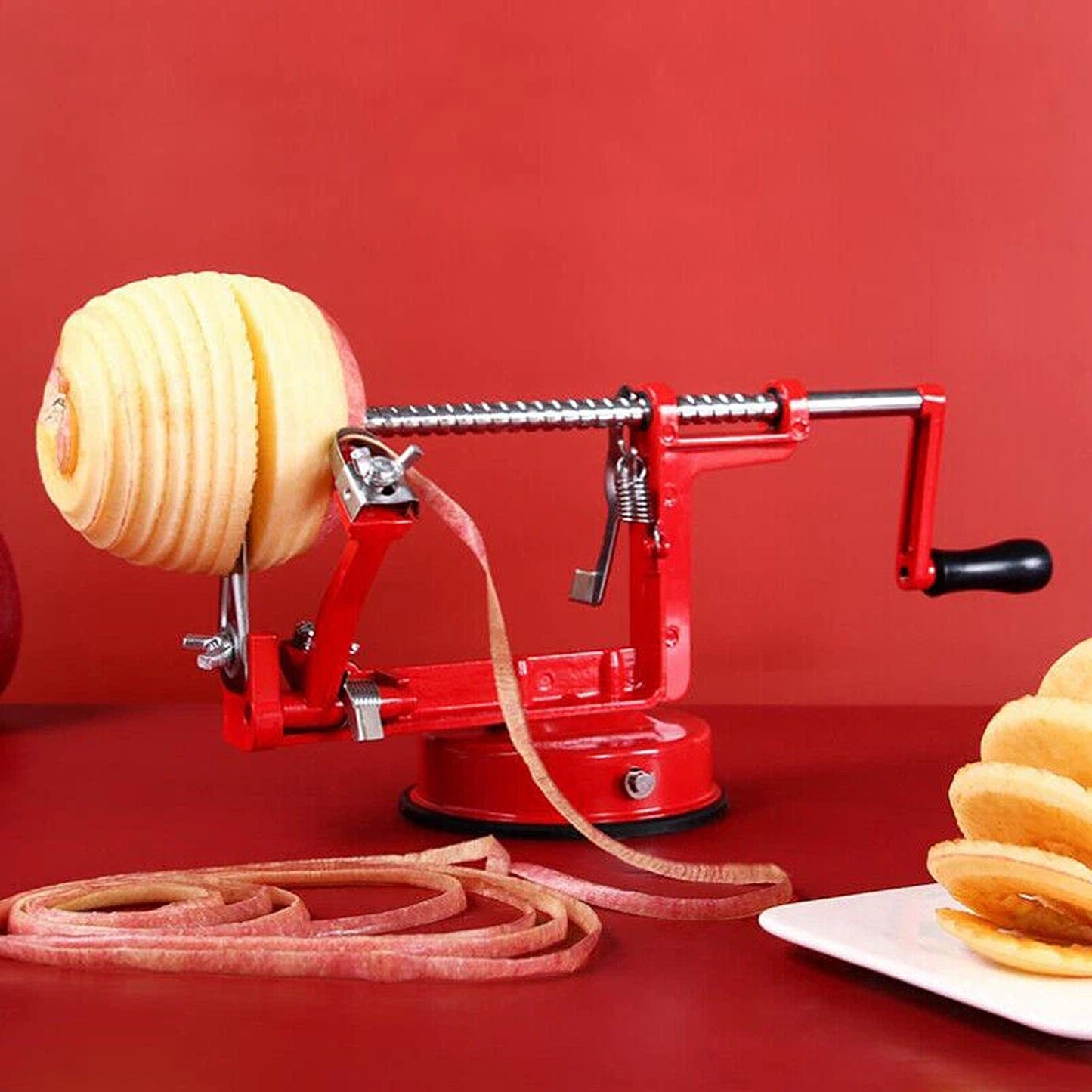 3 in 1 Apple Peeler Red Kitchen Tool Fruit Cutter Slicer and Corer