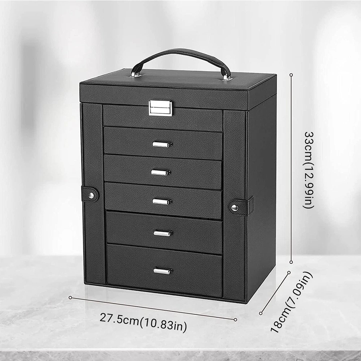 Large Leather Jewellery Organizer Case for Travel and Storage