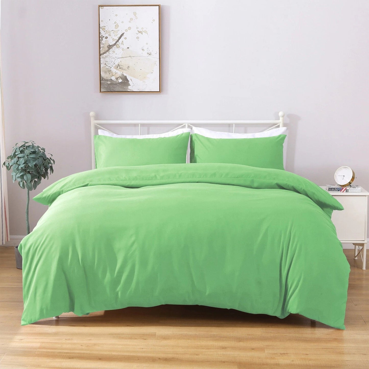 2000TC Soft Quilt Doona Duvet Cover Set Single Queen King Size Bed - Avocado