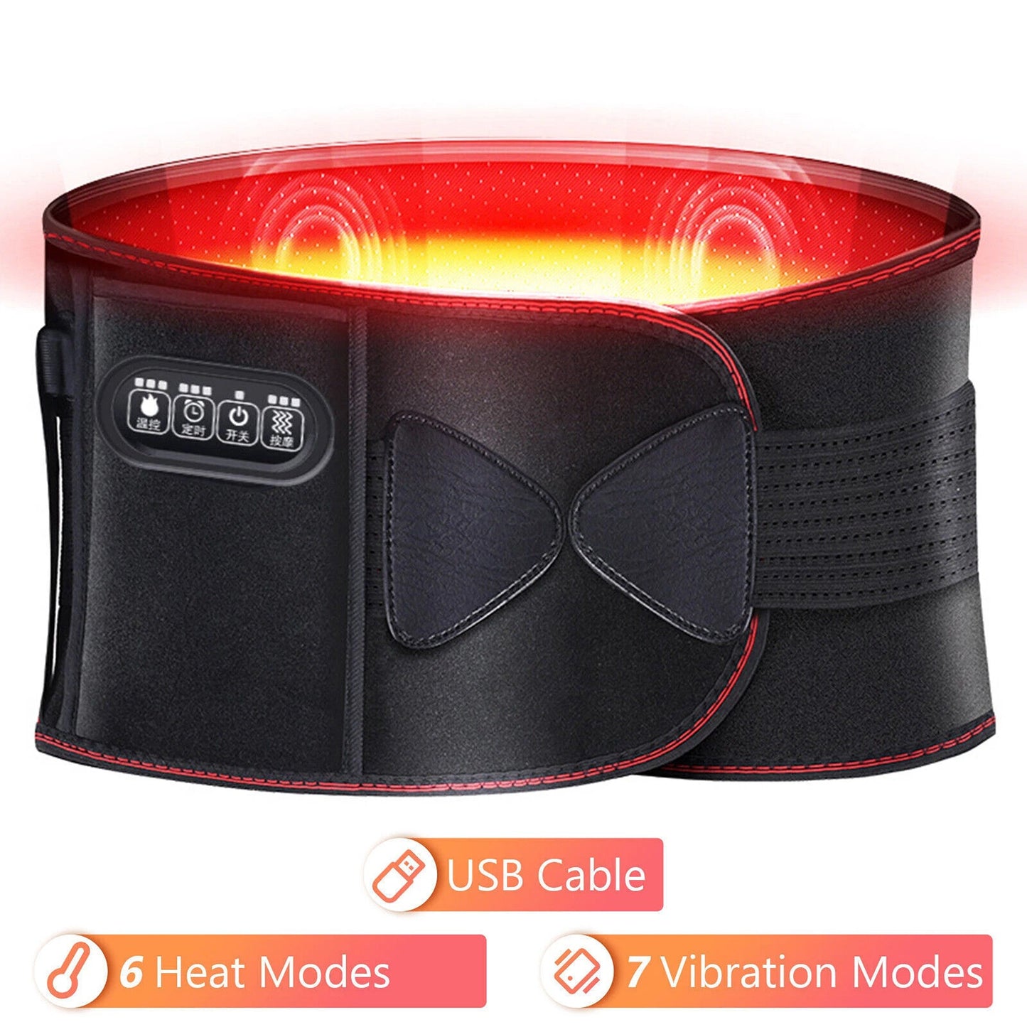 Electric Waist Vibration Massager with Heat and Support