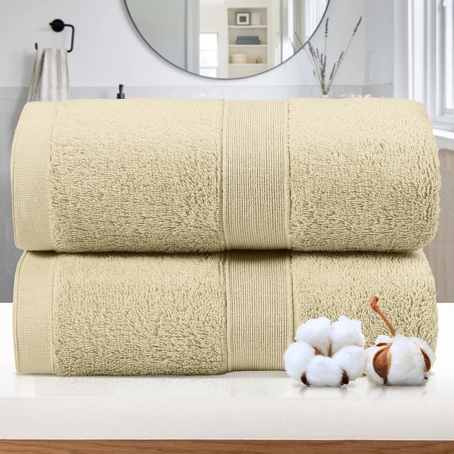 Linen Cotton Jumbo Bath Sheets Extra Soft 550 650 GSM 2 Pack