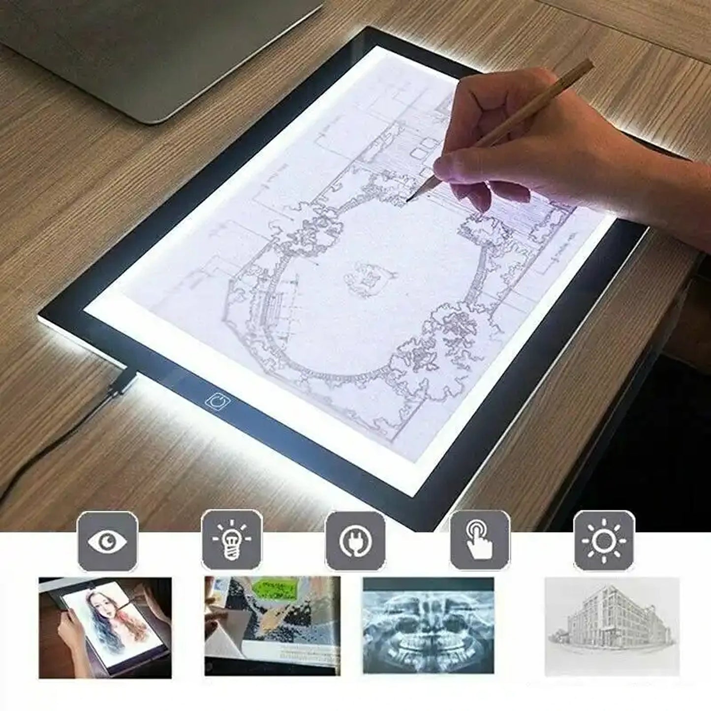 A4 LED Light Box Tracing Drawing Board Art Pad Adjustable Light