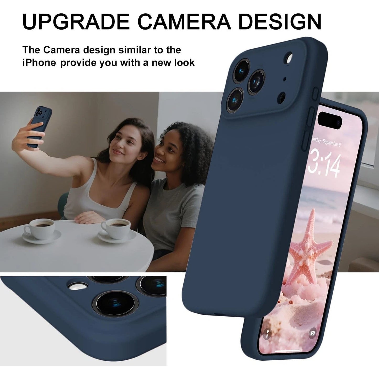 Dark Blue Silicone Protective Case for iPhone 17 16 15 14 13 12 11