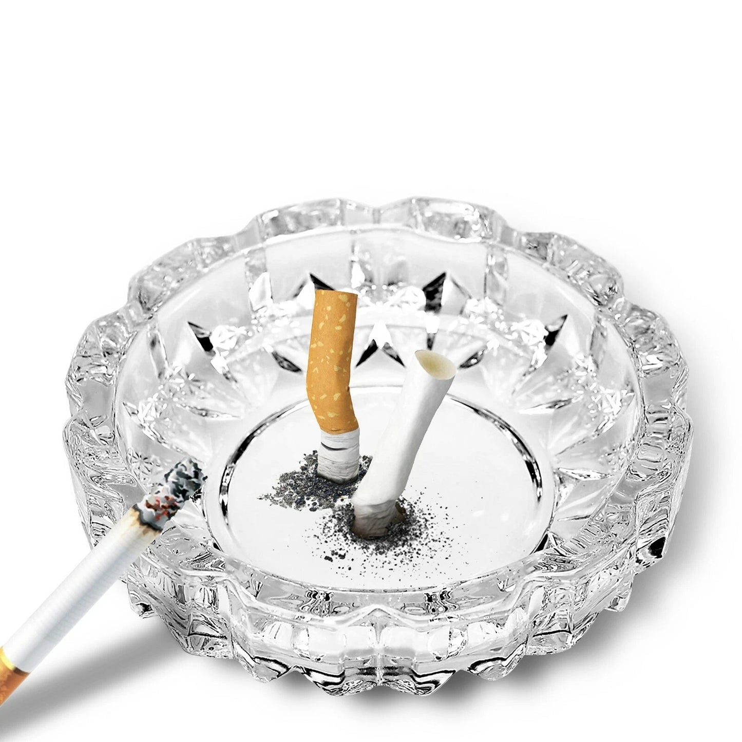 Crystal Clear Glass Ashtray Heavy Duty for Indoor and Outdoor Use