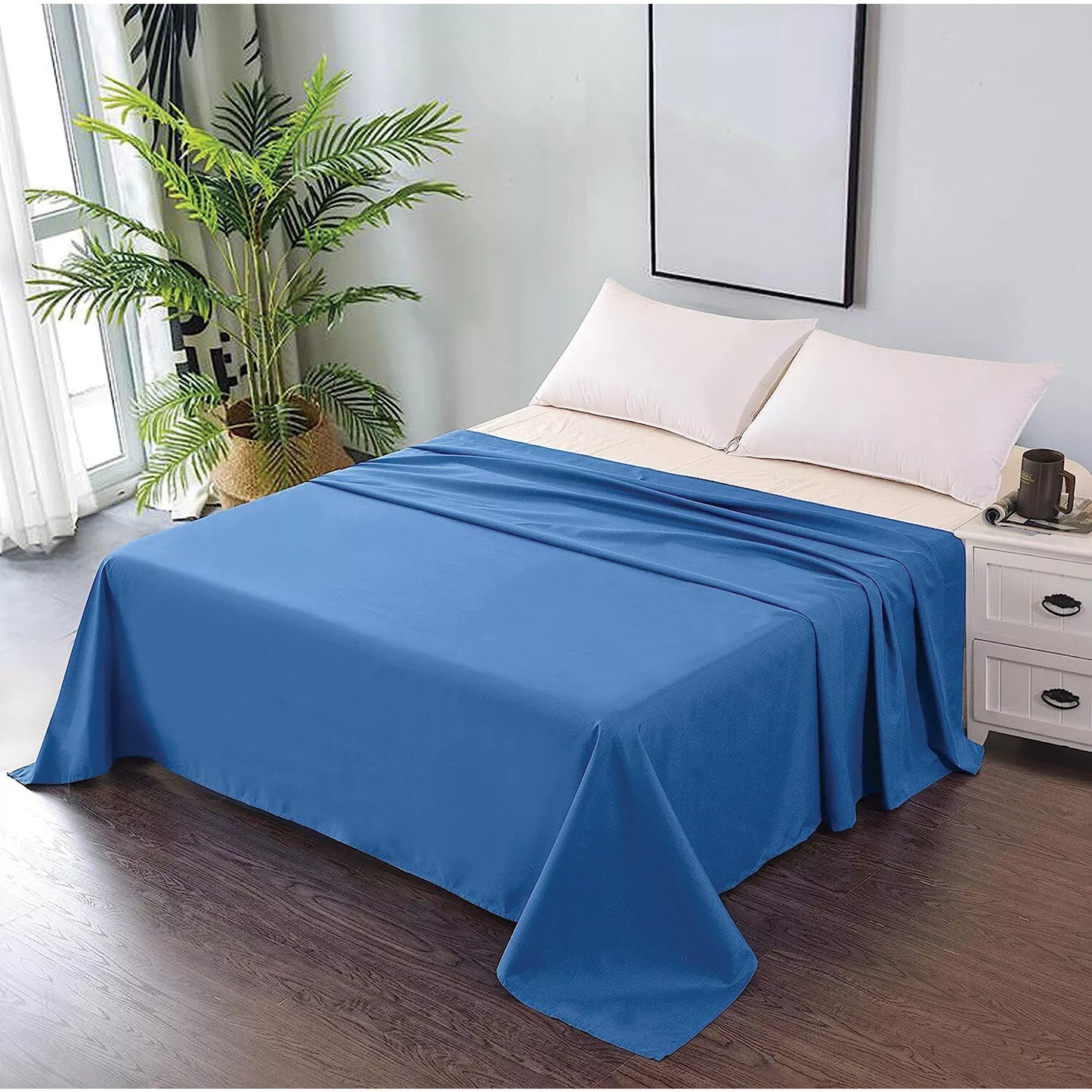 Hotel Ultra Soft Flat Sheet 2200TC Single Double Queen Super King - Ocean