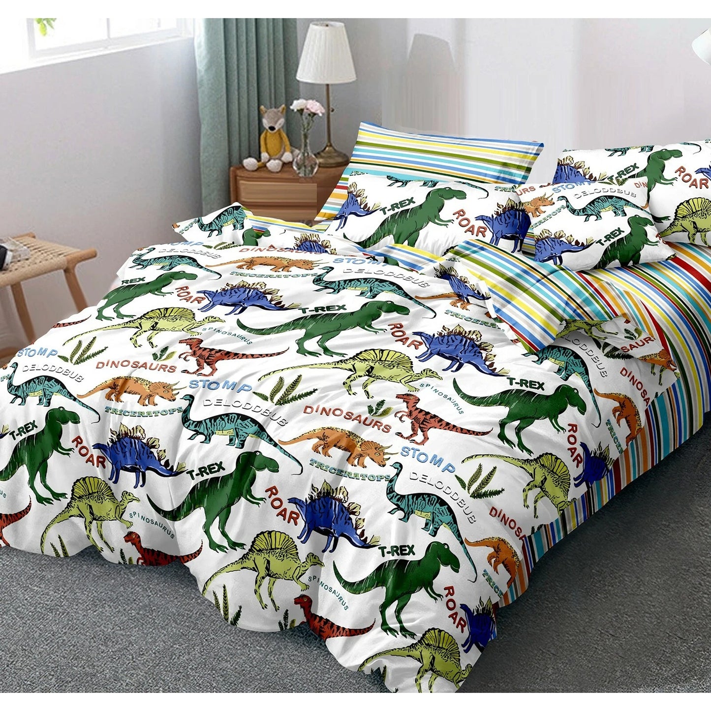 Dinosaur Ultra Soft Bedding Set Duvet Doona Cover with Pillowcases