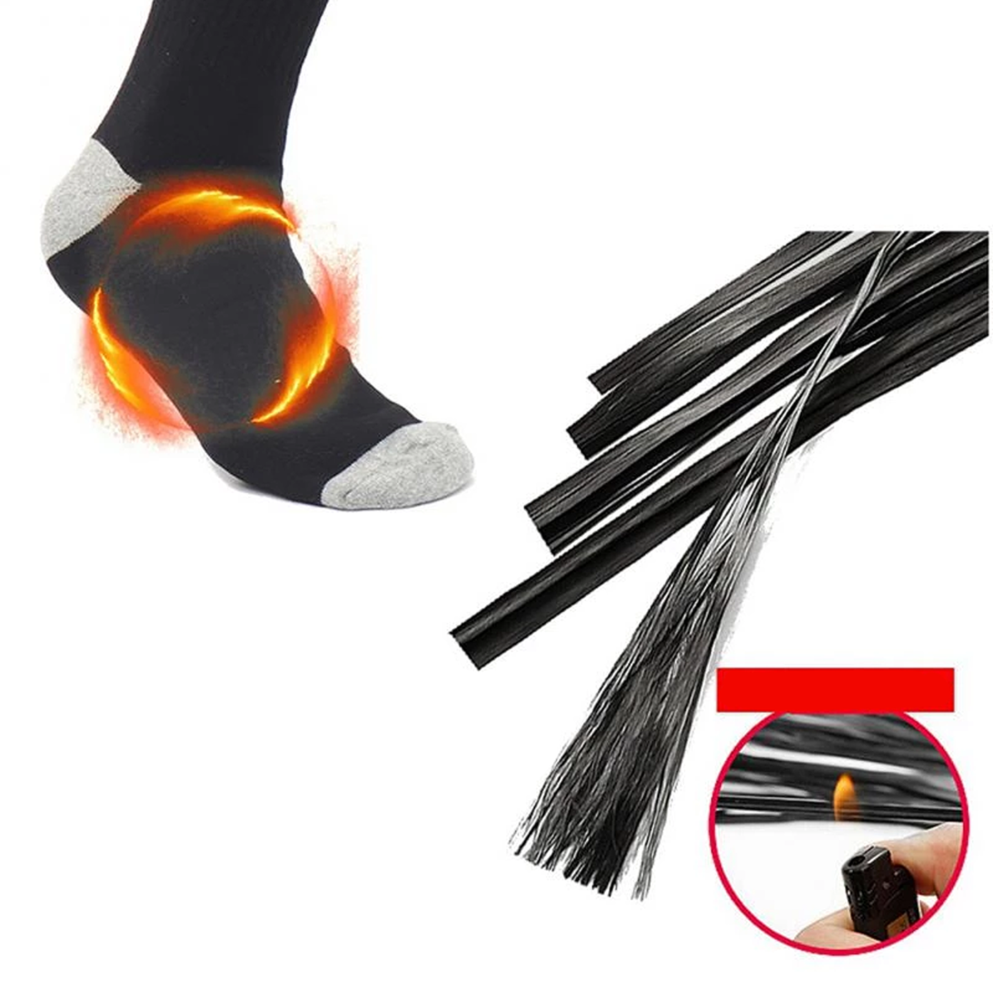 Electric Heated Socks Boot Warmer USB Rechargeable - Black