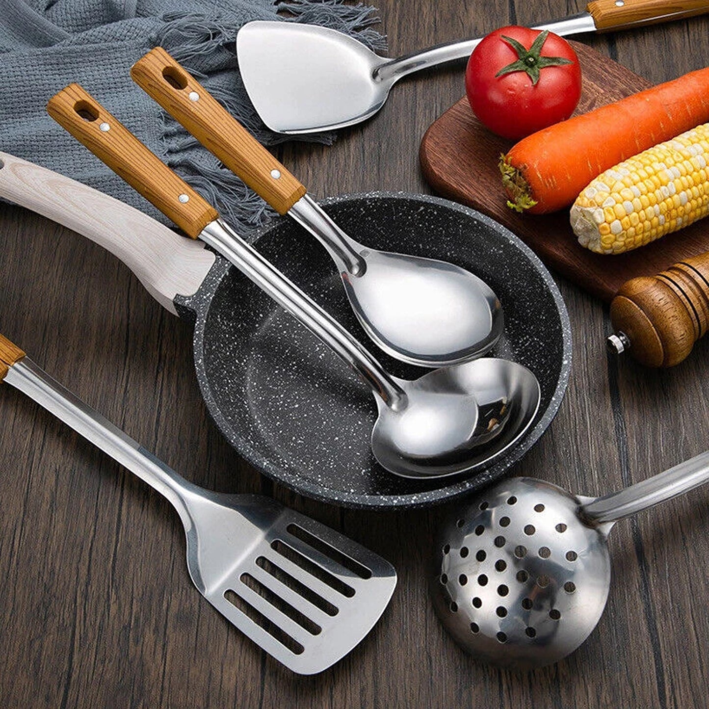 5 Piece Stainless Steel Cooking Utensil Set Great for Kitchen