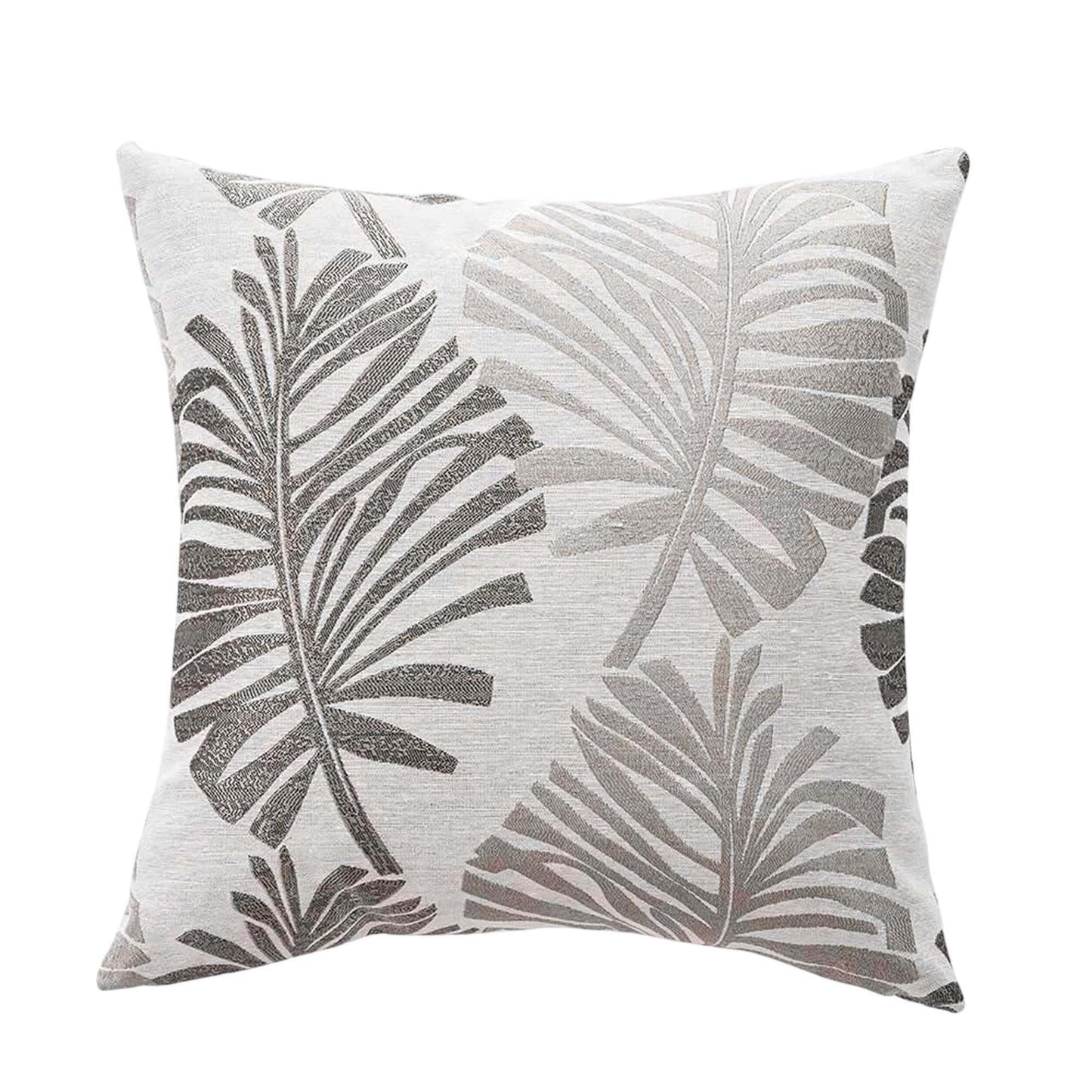 Grey 2PCS Tropical Palm Cushion Covers Jacquard Cotton Pillow Covers