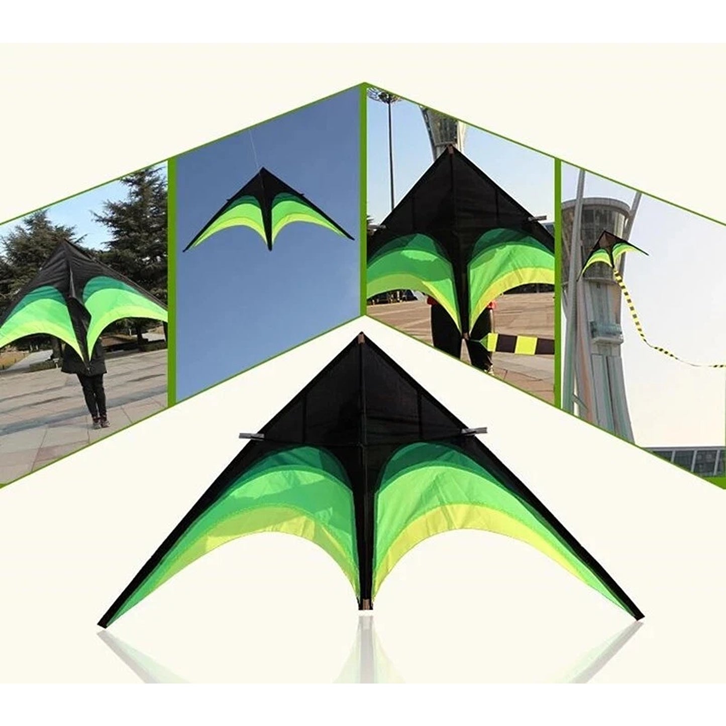 Large Delta Stunt Kite Kit with Wheel Line and Tail for Kids