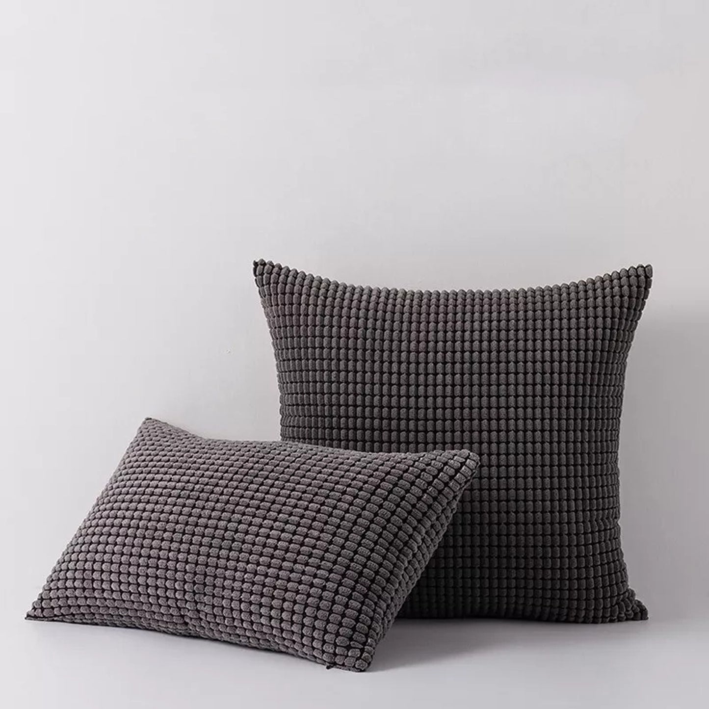 Velvet Cushion Cover Corn Grain Design Pillow Case for Sofa - Grey