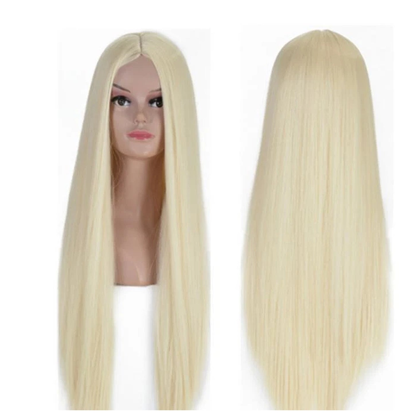 Light Blonde Long Straight Costume Wig with Adjustable Cap