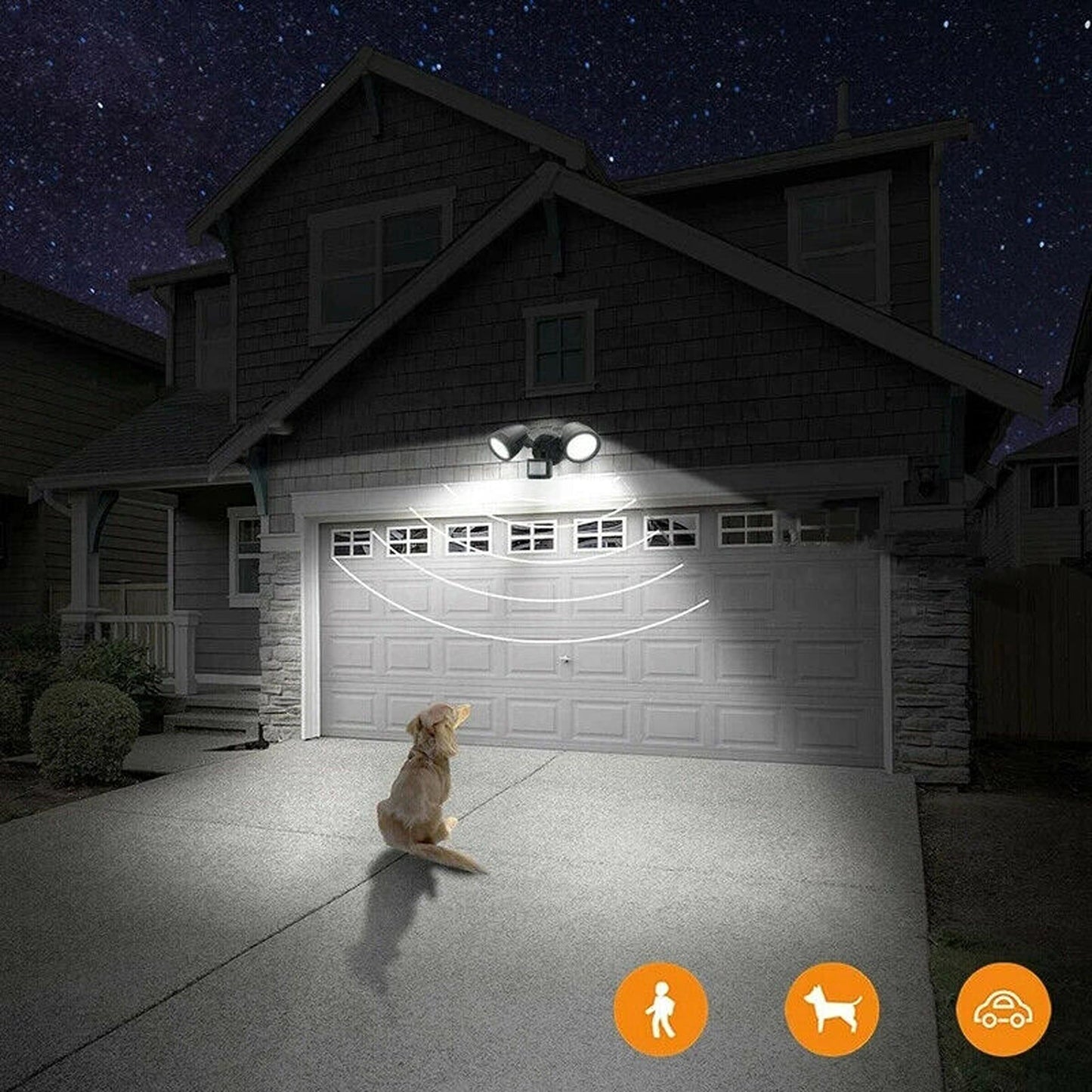 26V Twin LED Security Flood Light Outdoor Garage Sensor Spotlight