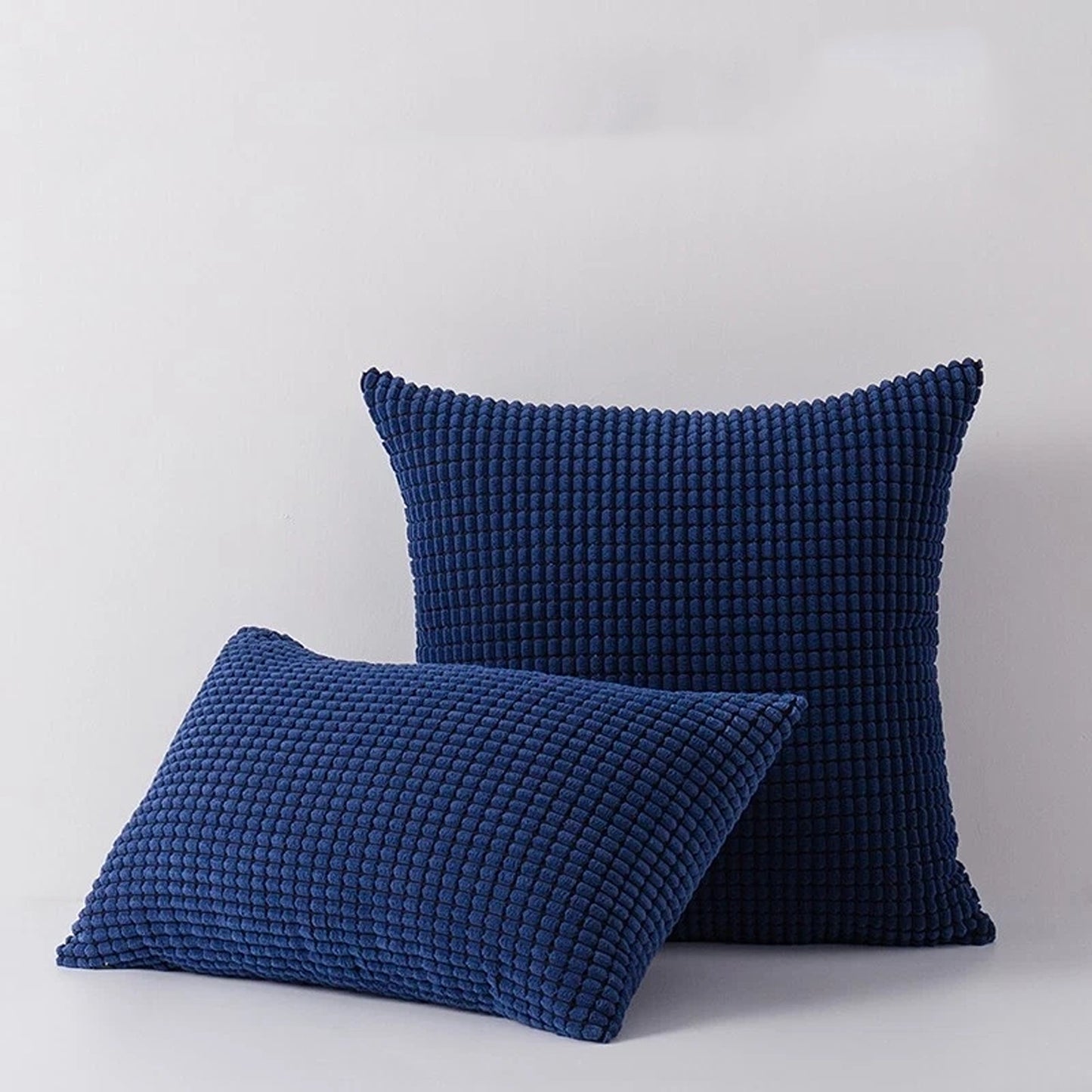Velvet Cushion Cover Corn Grain Design Pillow Case for Sofa - Navy