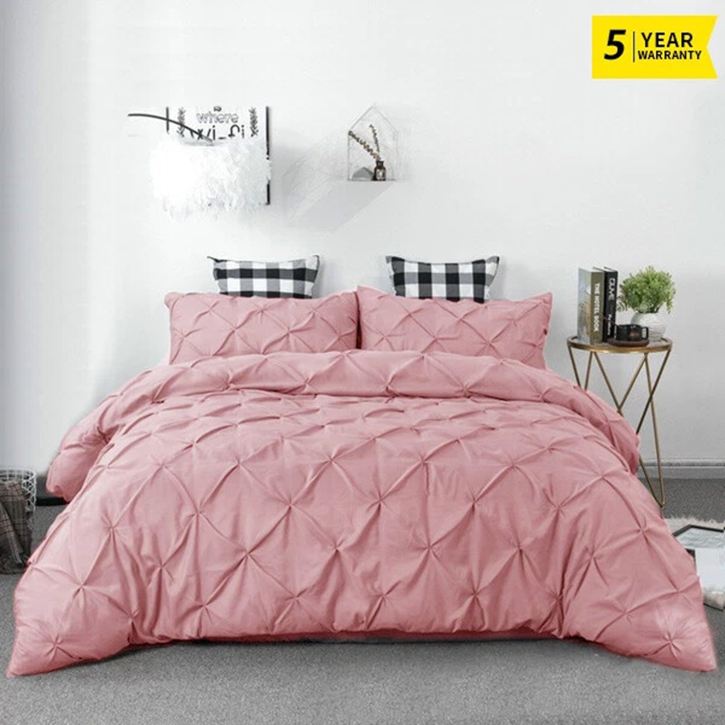 Blush Diamond Pleated Quilt Cover Bedding Set All Sizes