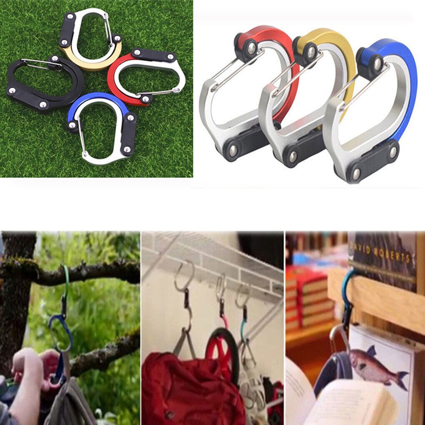 Rotating Carabiner Clip Hook Buckle Fastener For Travel Luggage Bags - Red