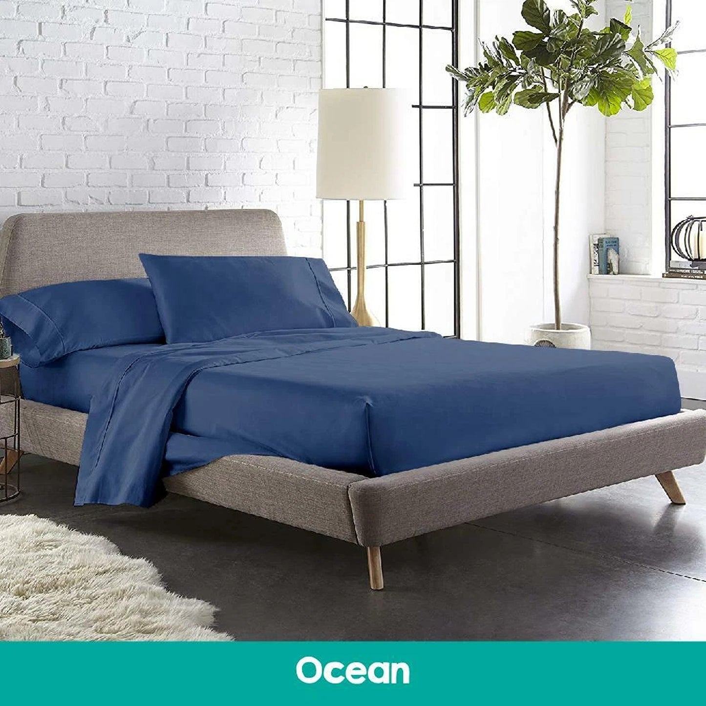 Soft 1000TC Cotton Sheet and Pillowcase Set for Single to King Beds - Ocean