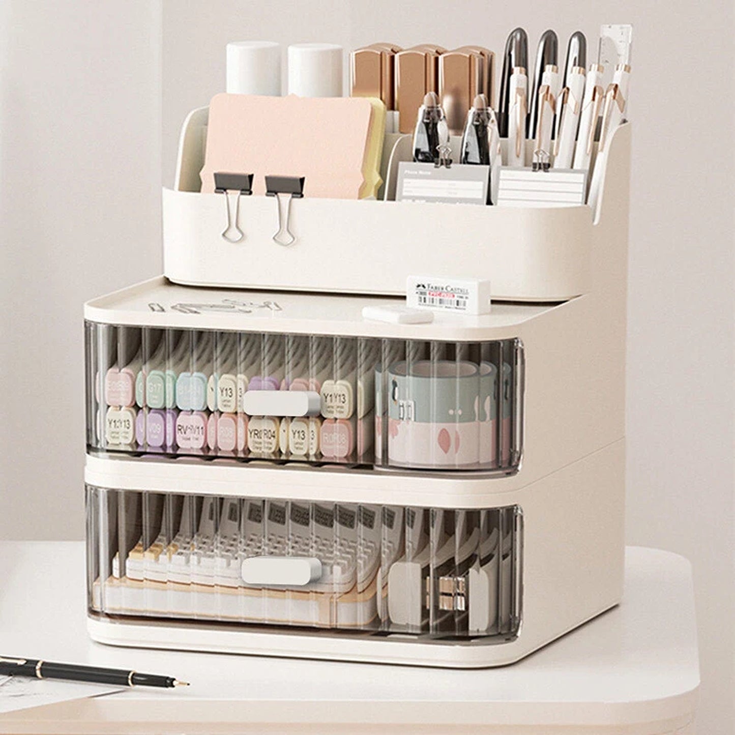 White Multi Purpose Cosmetic and Stationery Organizer