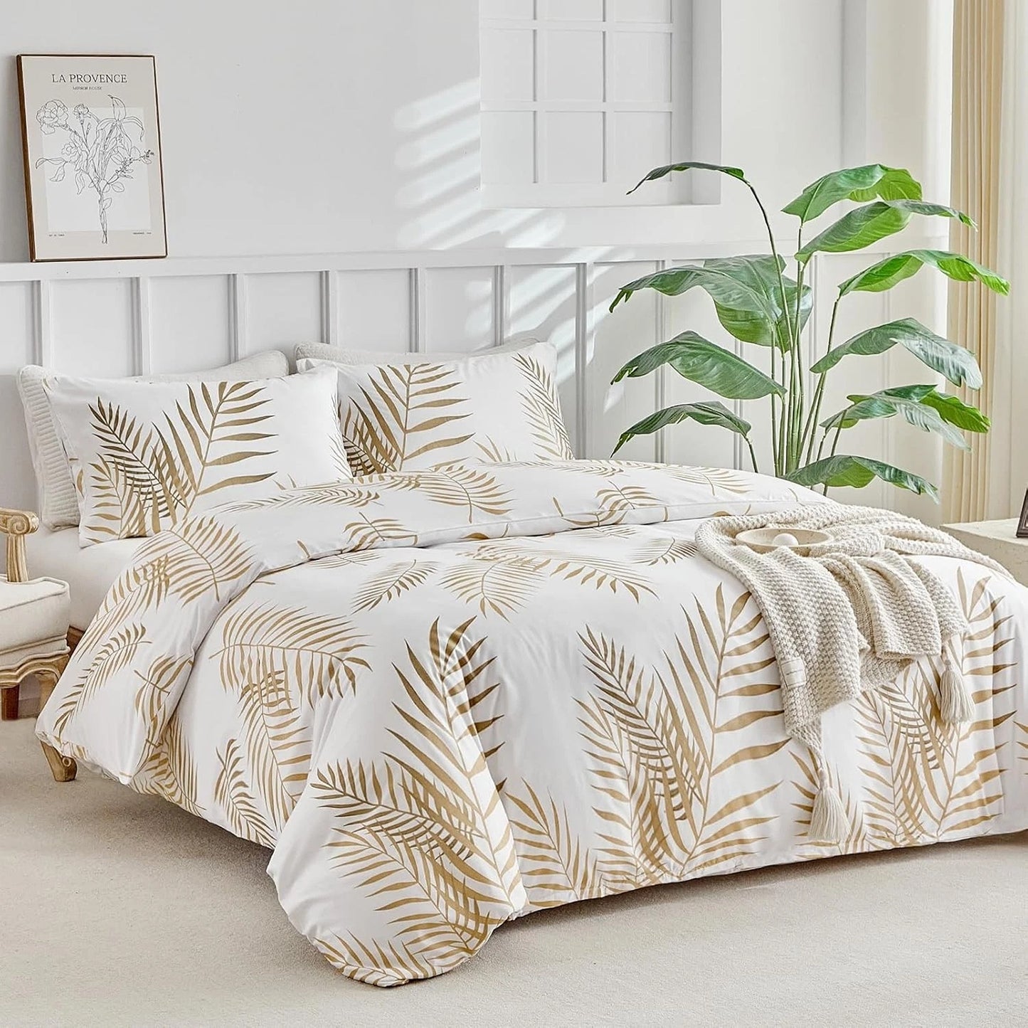 Ultra Soft Quilt Duvet Doona Cover Set with Pillowcase All Sizes - Leaves Print 2