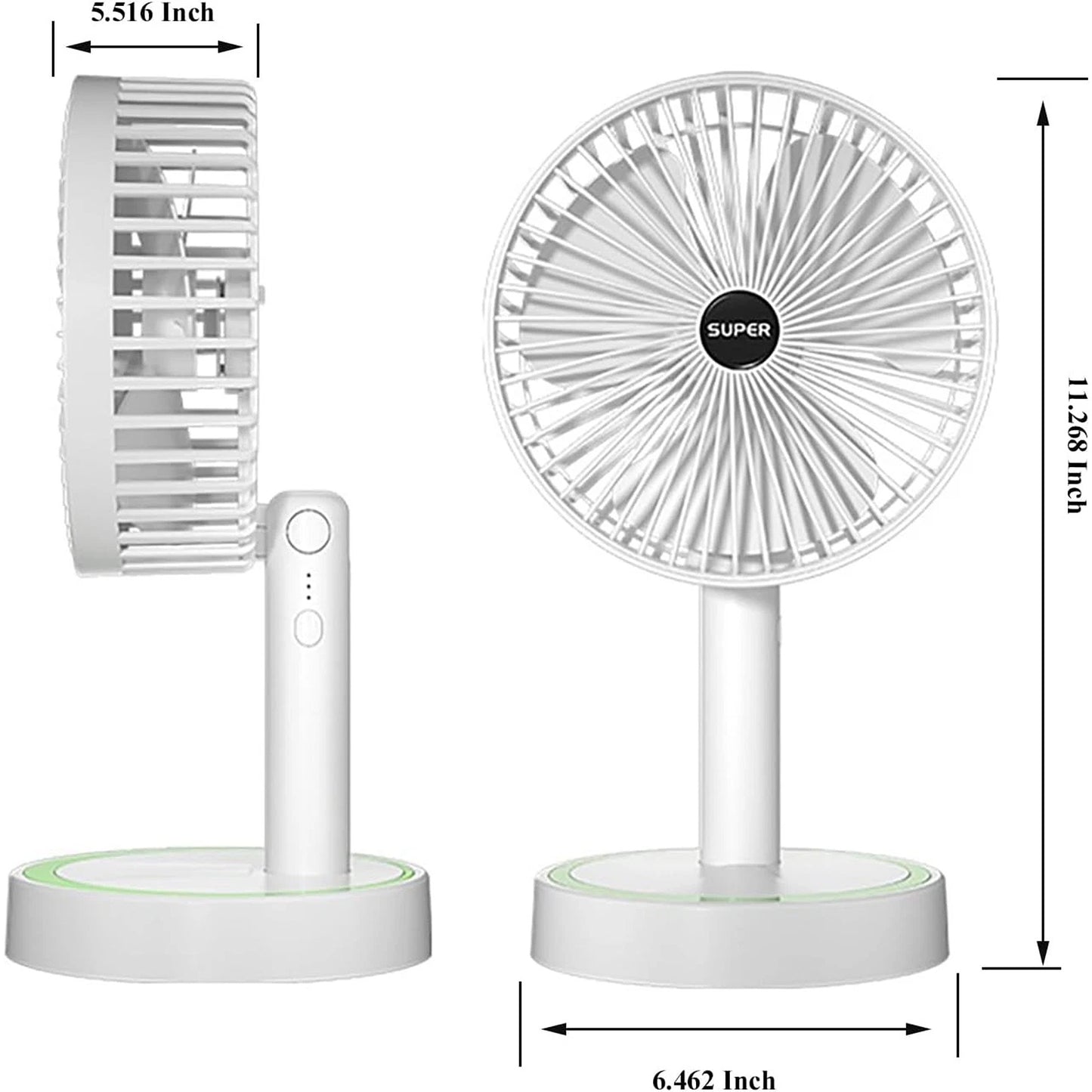 2 in 1 Handheld and Desk Fan USB Rechargeable Foldable Quiet Cooling Fan