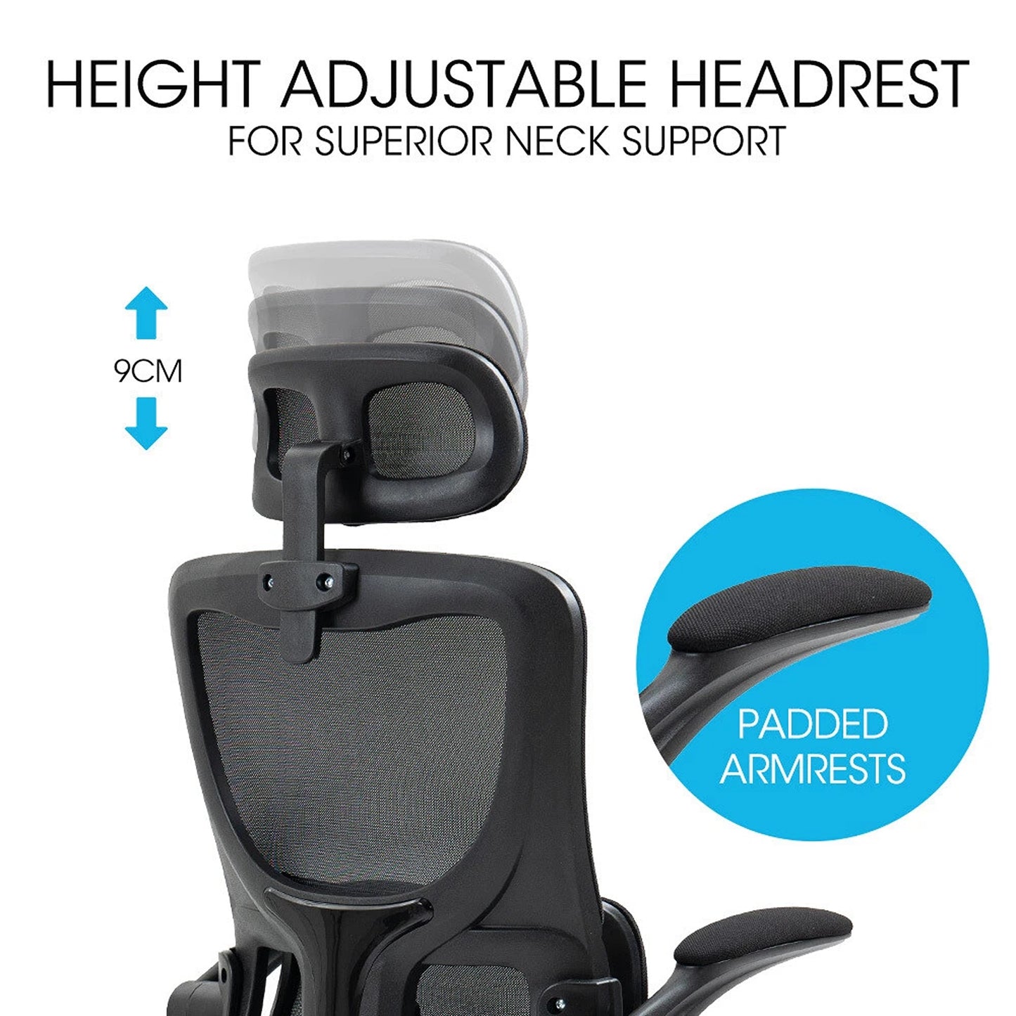 Ergonomic Office Computer Chair Mesh Executive Desk Chair with Headrest Black