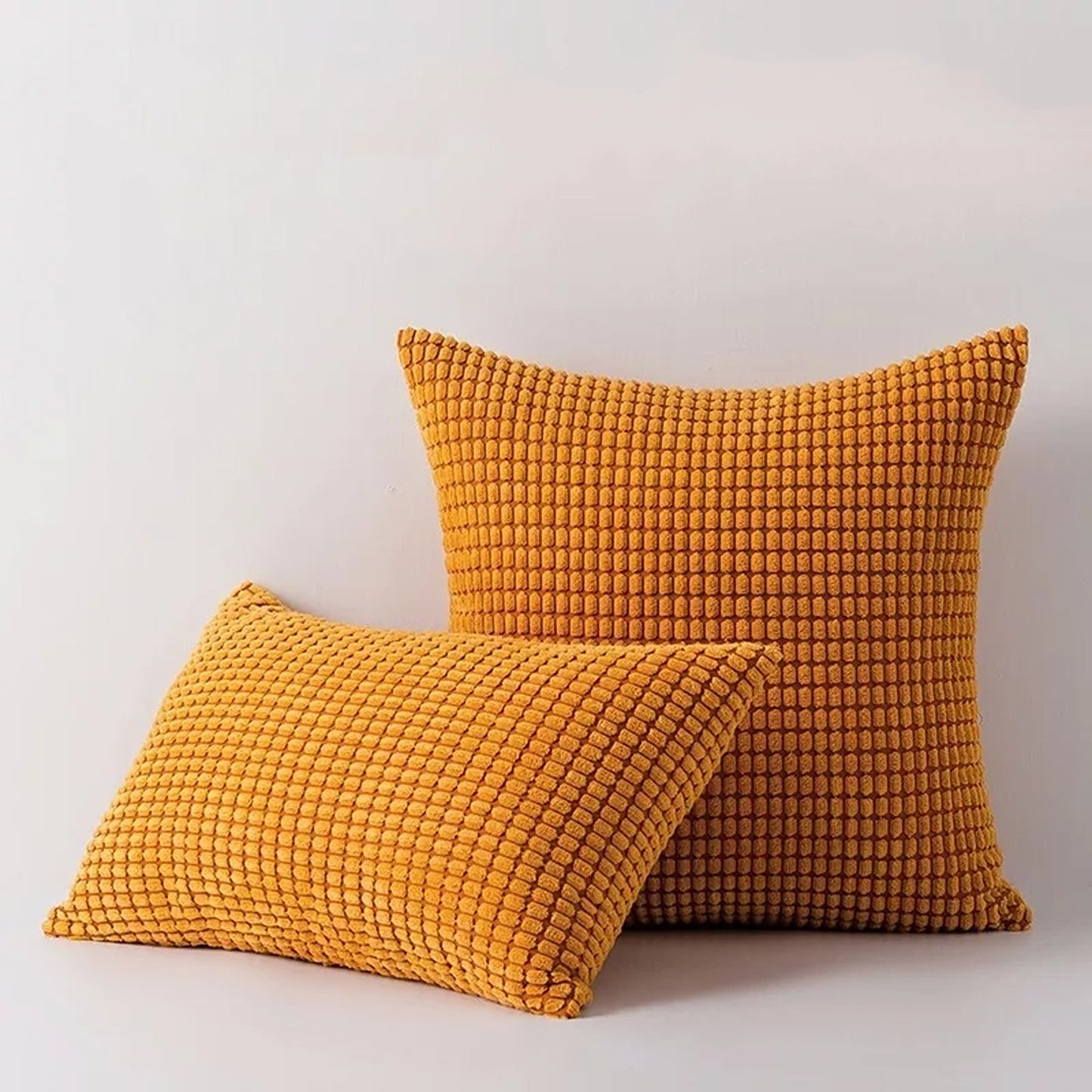Velvet Cushion Cover Corn Grain Design Pillow Case for Sofa - Orange