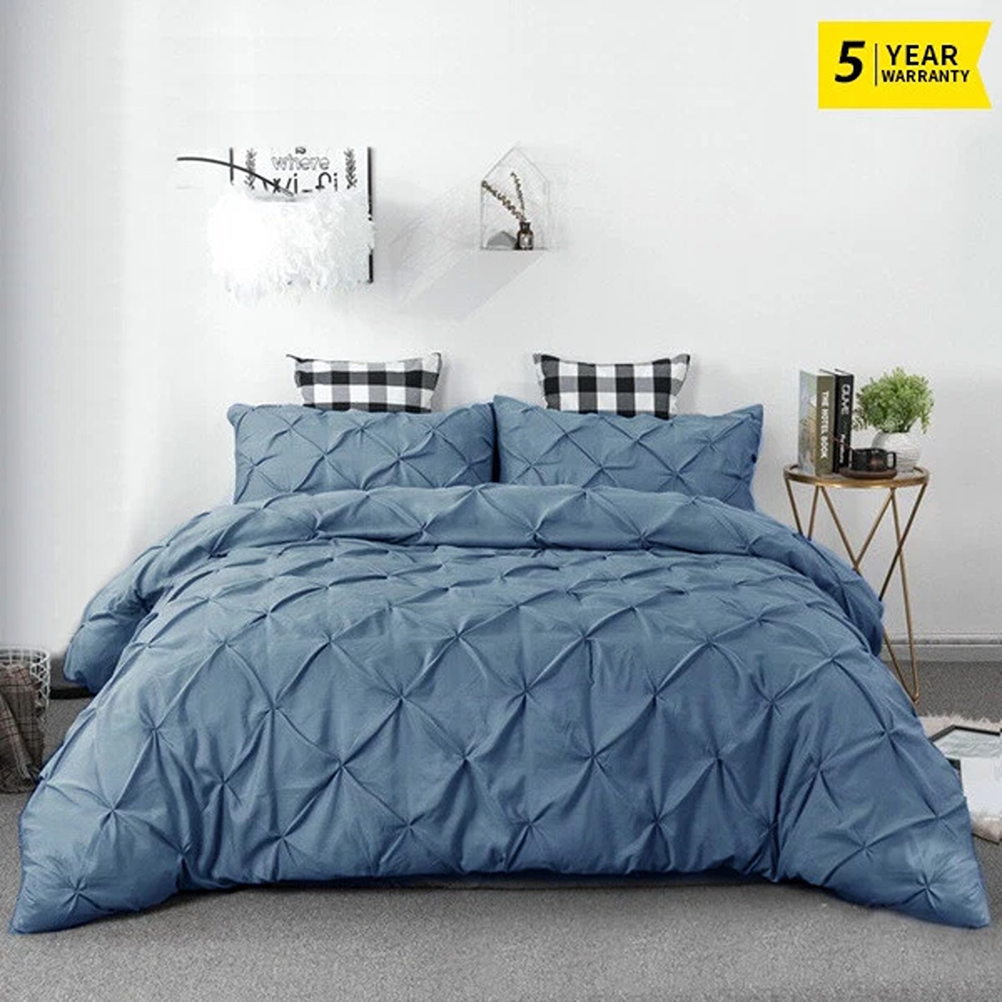 Ocean Diamond Pleated Quilt Cover Bedding Set All Sizes
