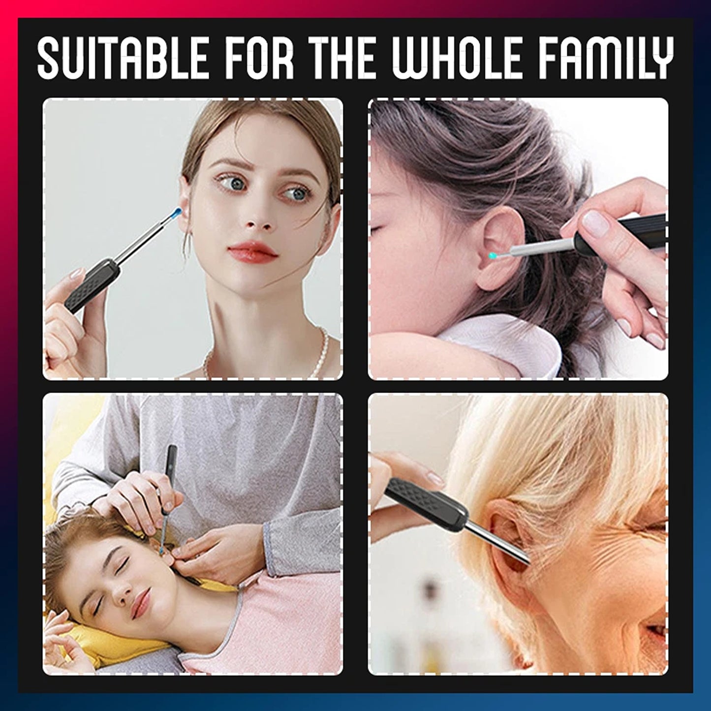 Black HD Wireless Ear Cleaning Camera with Otoscope