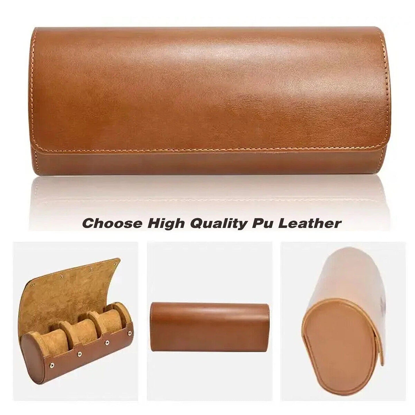 Leather Wristwatch Travel Organizer for 3 Watches