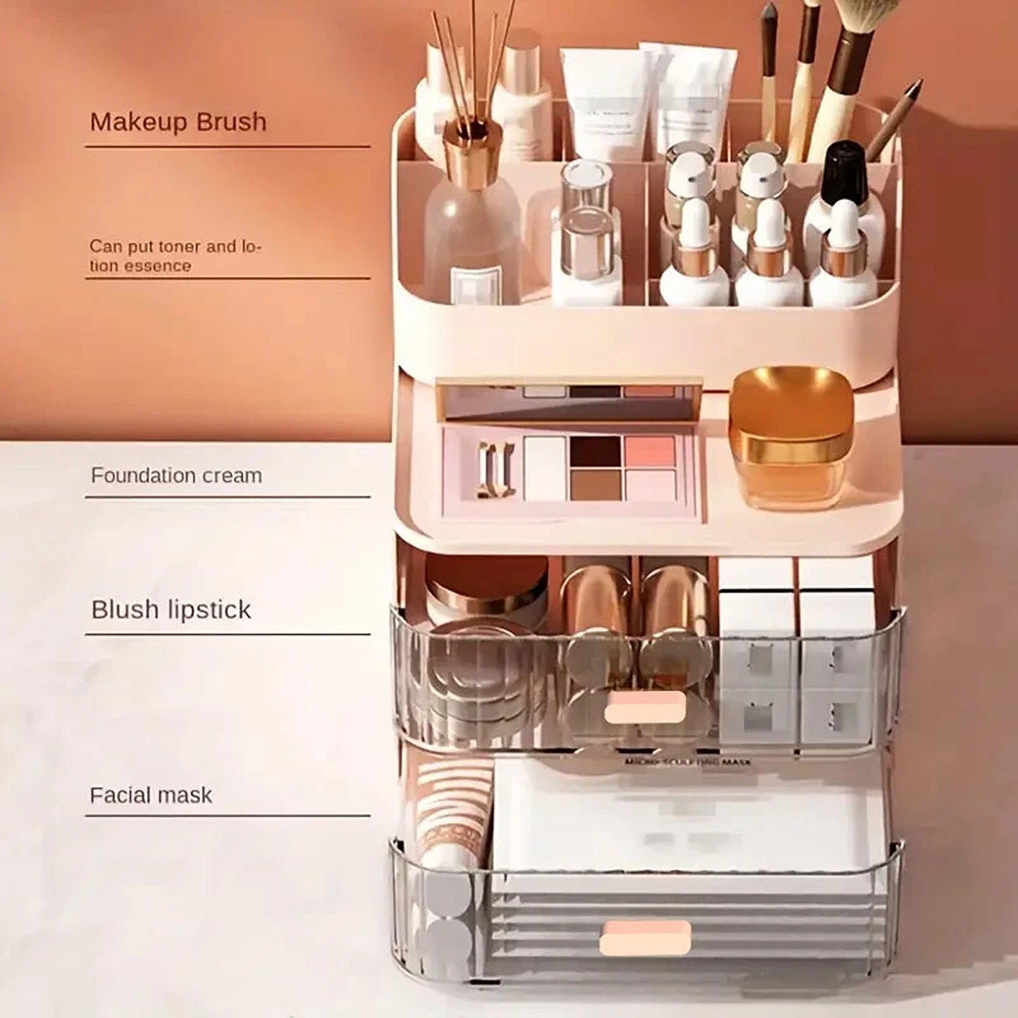 Pink Multi Purpose Cosmetic and Stationery Organizer