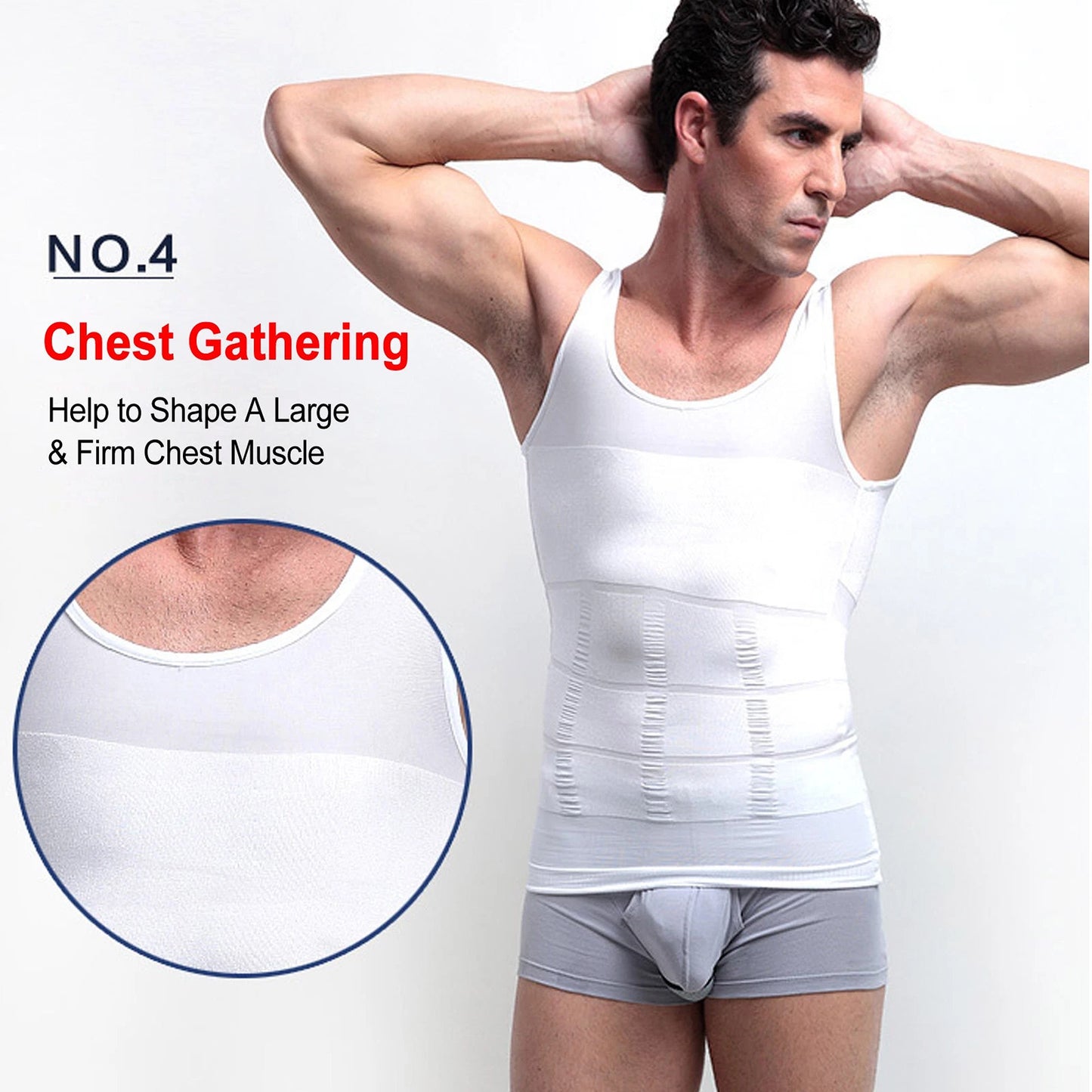 Slim Fit Compression Vest for Men Body Shaper Undershirt - Black