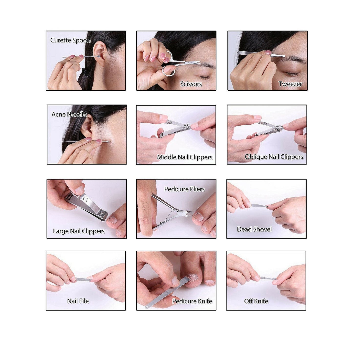 Stainless Nail Clippers Kit - 12 pcs