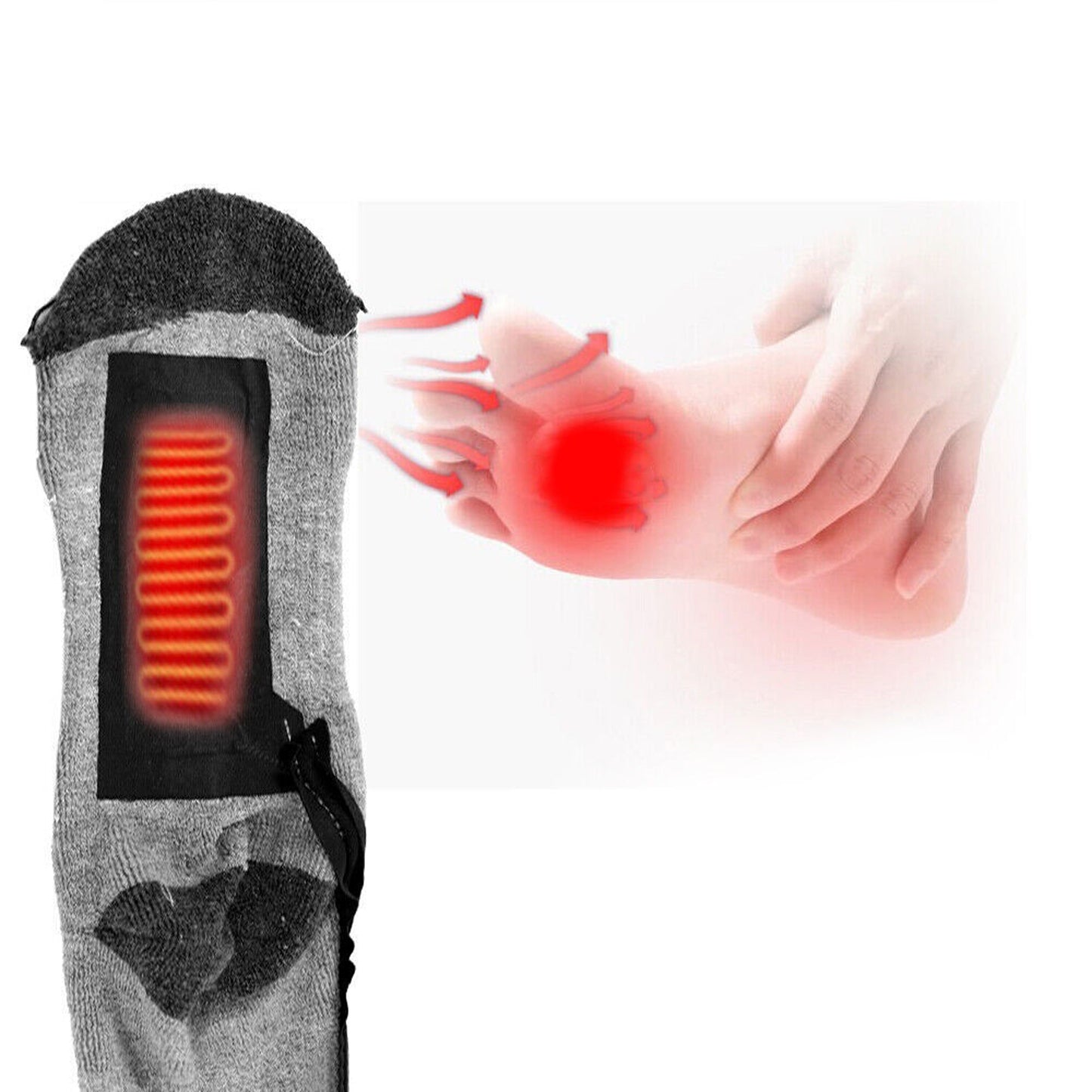 Electric Heated Socks Boot Warmer USB Rechargeable - Grey