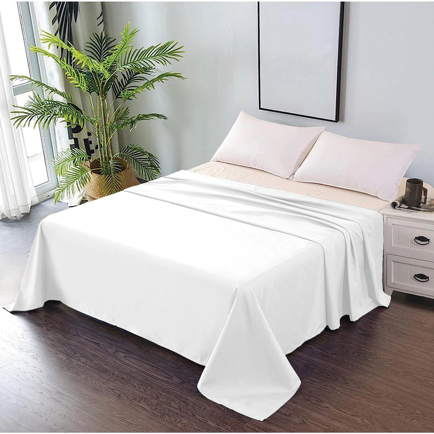 Hotel Ultra Soft Flat Sheet 2200TC Single Double Queen Super King - White